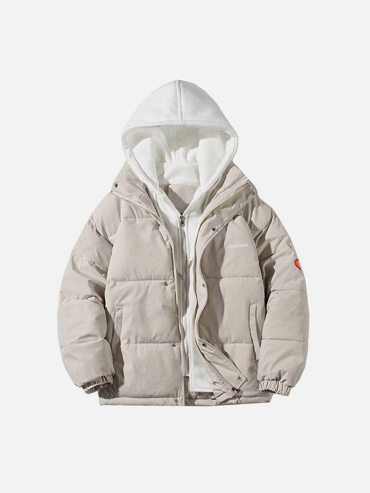 Concert Outfit Fake Two-Piece Hooded Winter Coat