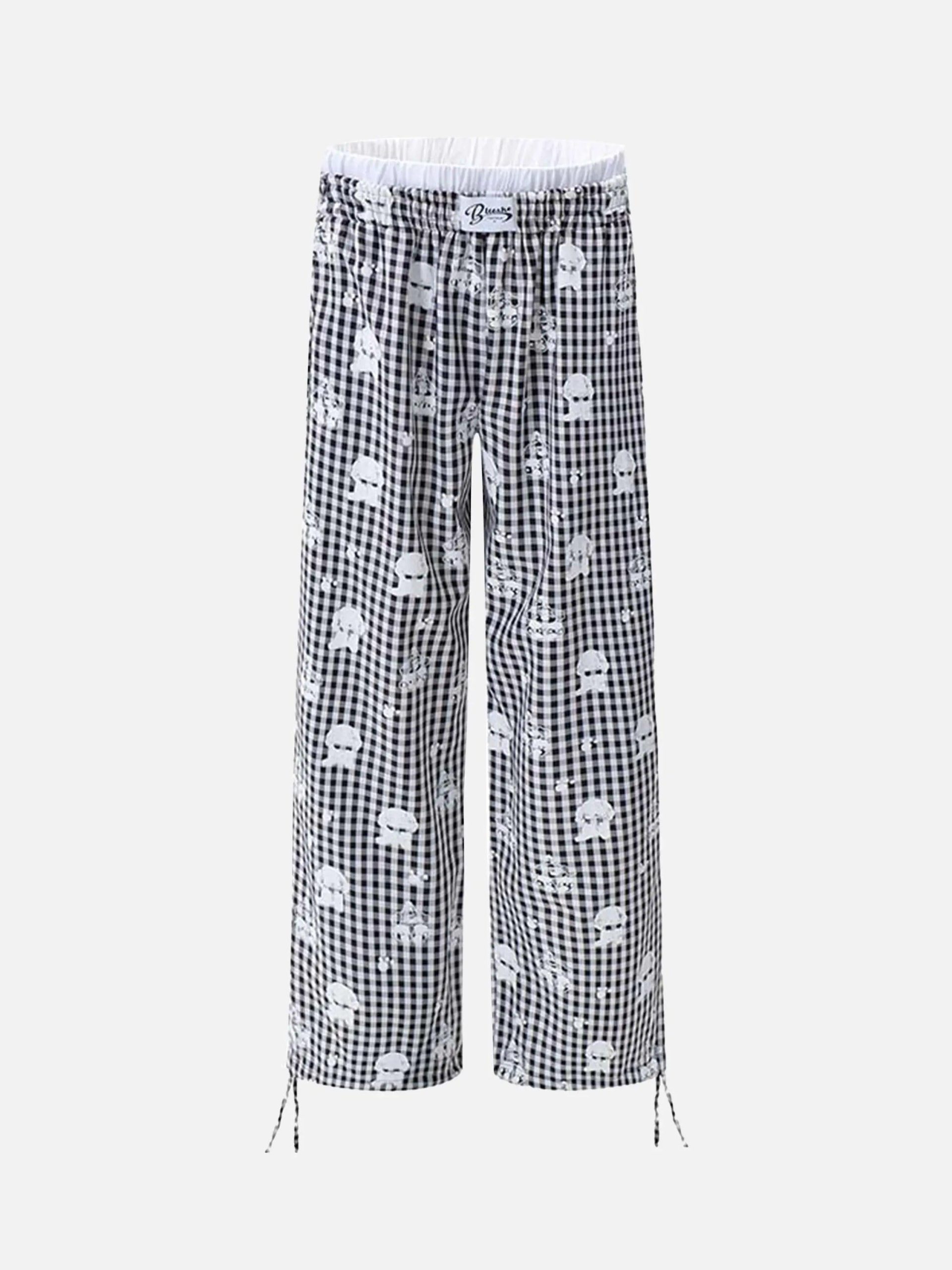Concert Outfit Fake Two-Piece Print Plaid Sweatpants