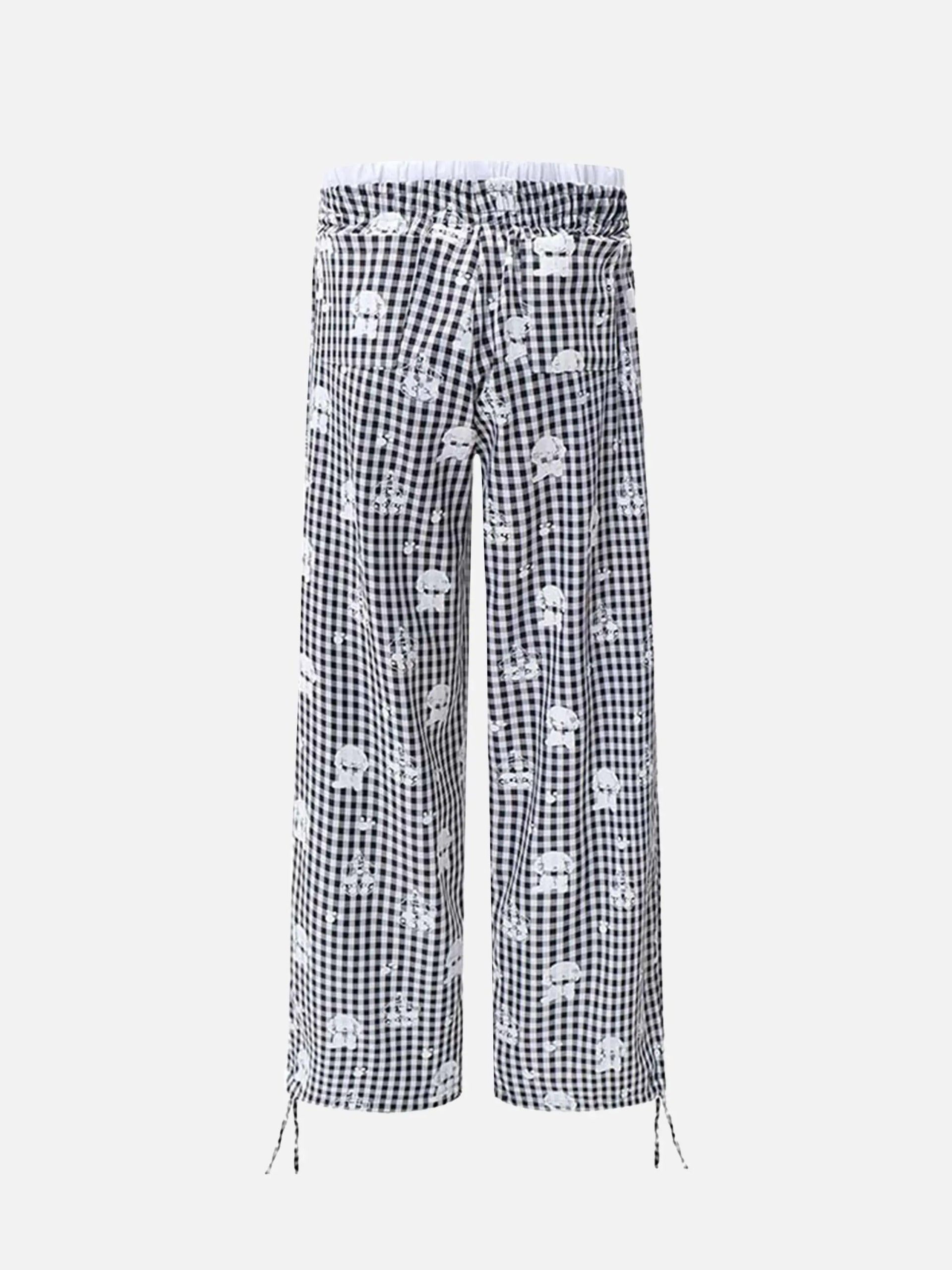 Concert Outfit Fake Two-Piece Print Plaid Sweatpants