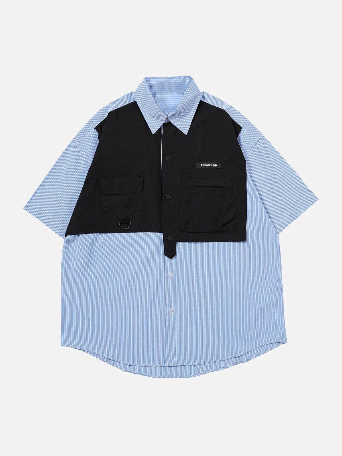 Concert Outfit Fake Two Pieces Patchwork Short Sleeve Shirt