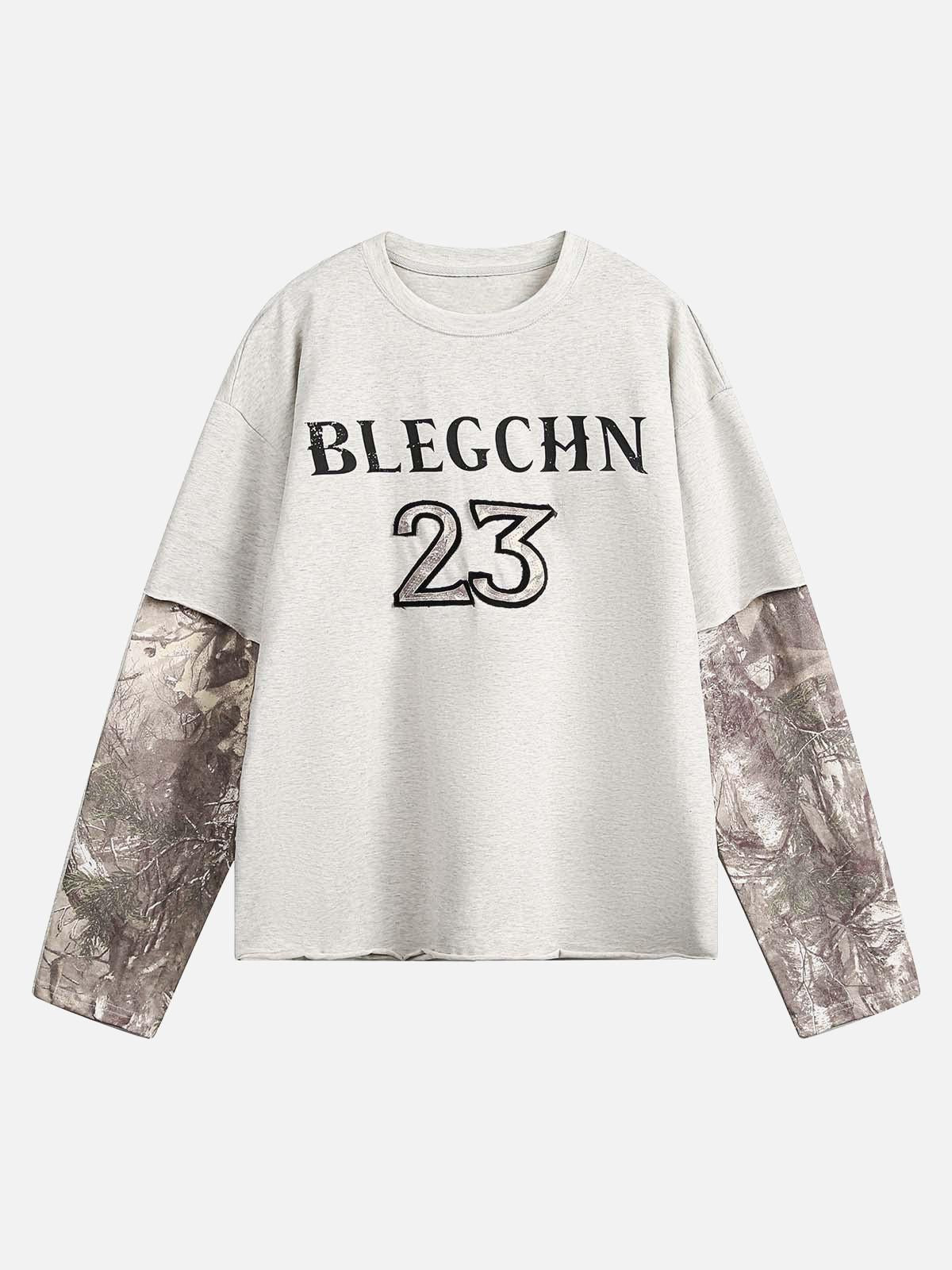 Concert Outfit Faux Two-Piece Print Long-Sleeve T-Shirt
