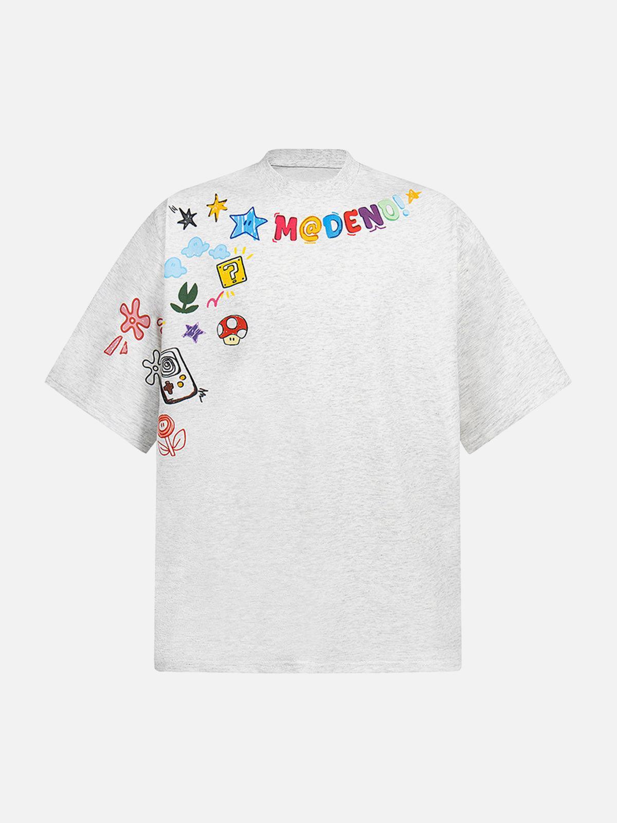 Concert Outfit Floral Embroidered Crew Neck T-Shirt