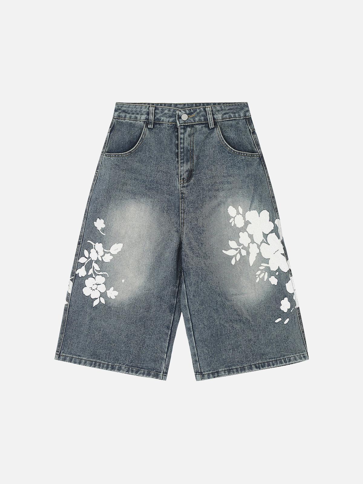 Concert Outfit Floral Print Denim Shorts