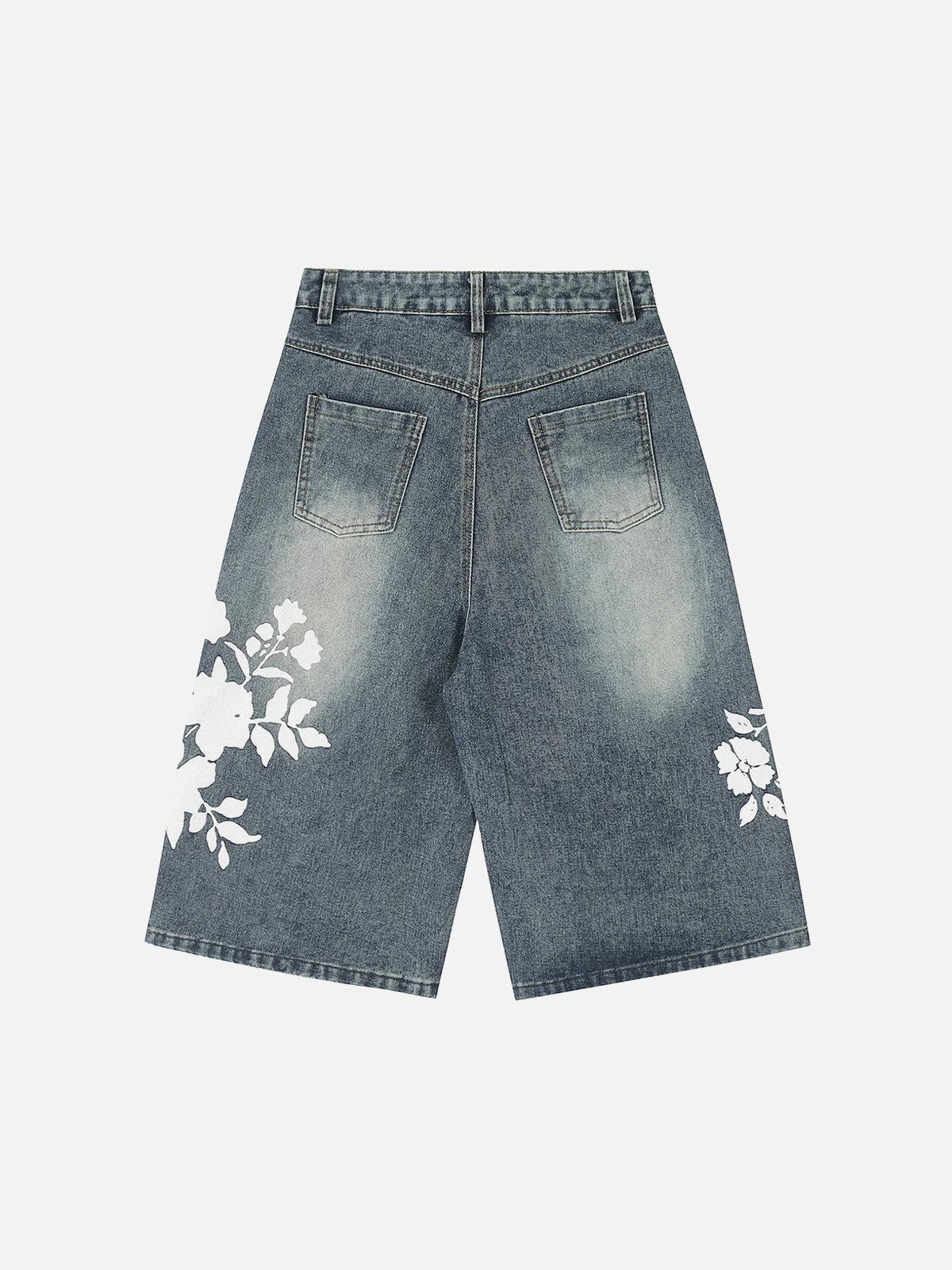 Concert Outfit Floral Print Denim Shorts