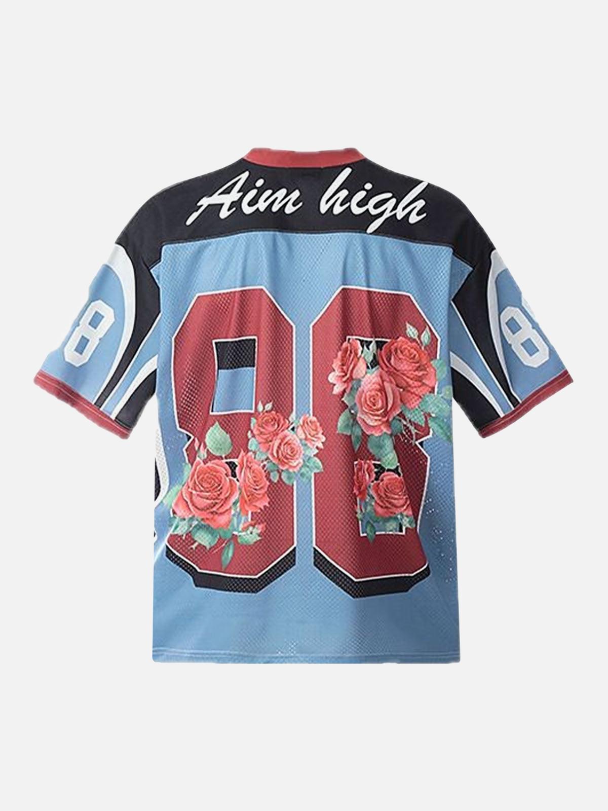 Concert Outfit Floral Print Jersey V Neck T-Shirt