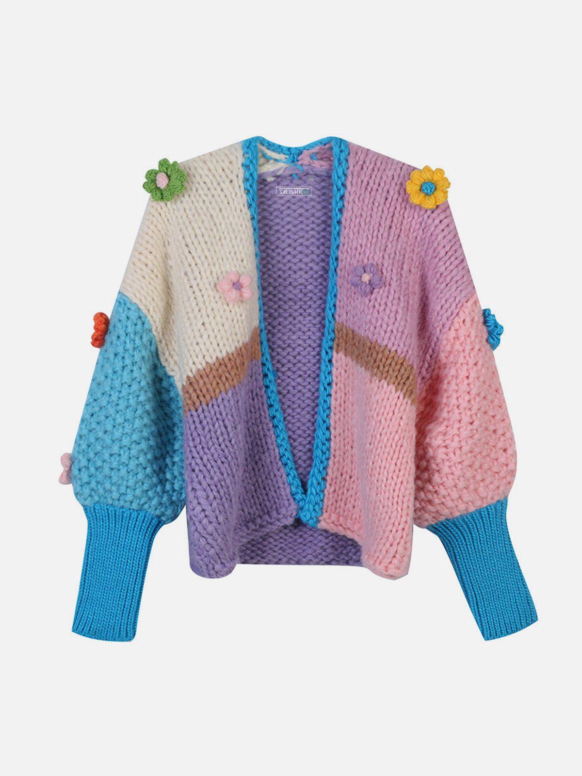 Concert Outfit Flowers Embroidery Oversized Sleeves Cardigan