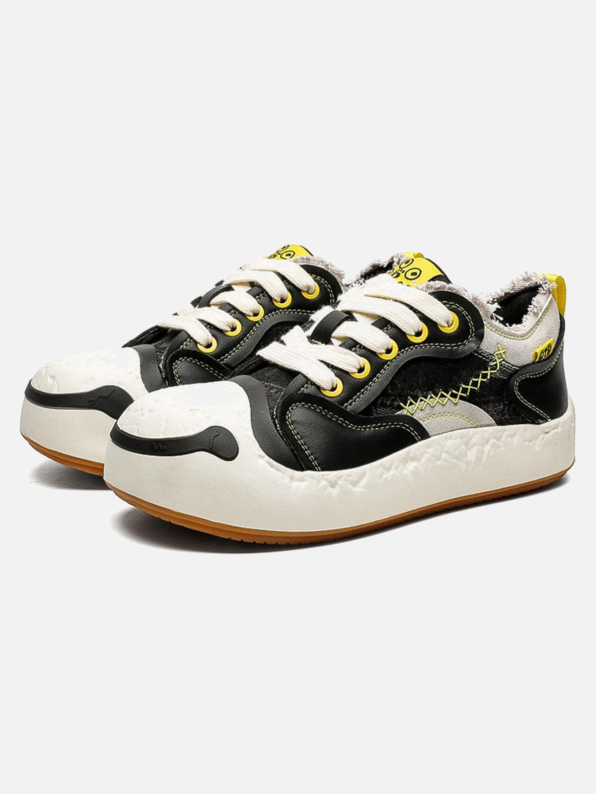 Concert Outfit Fun Big Toe Leather Spliced Sneakers