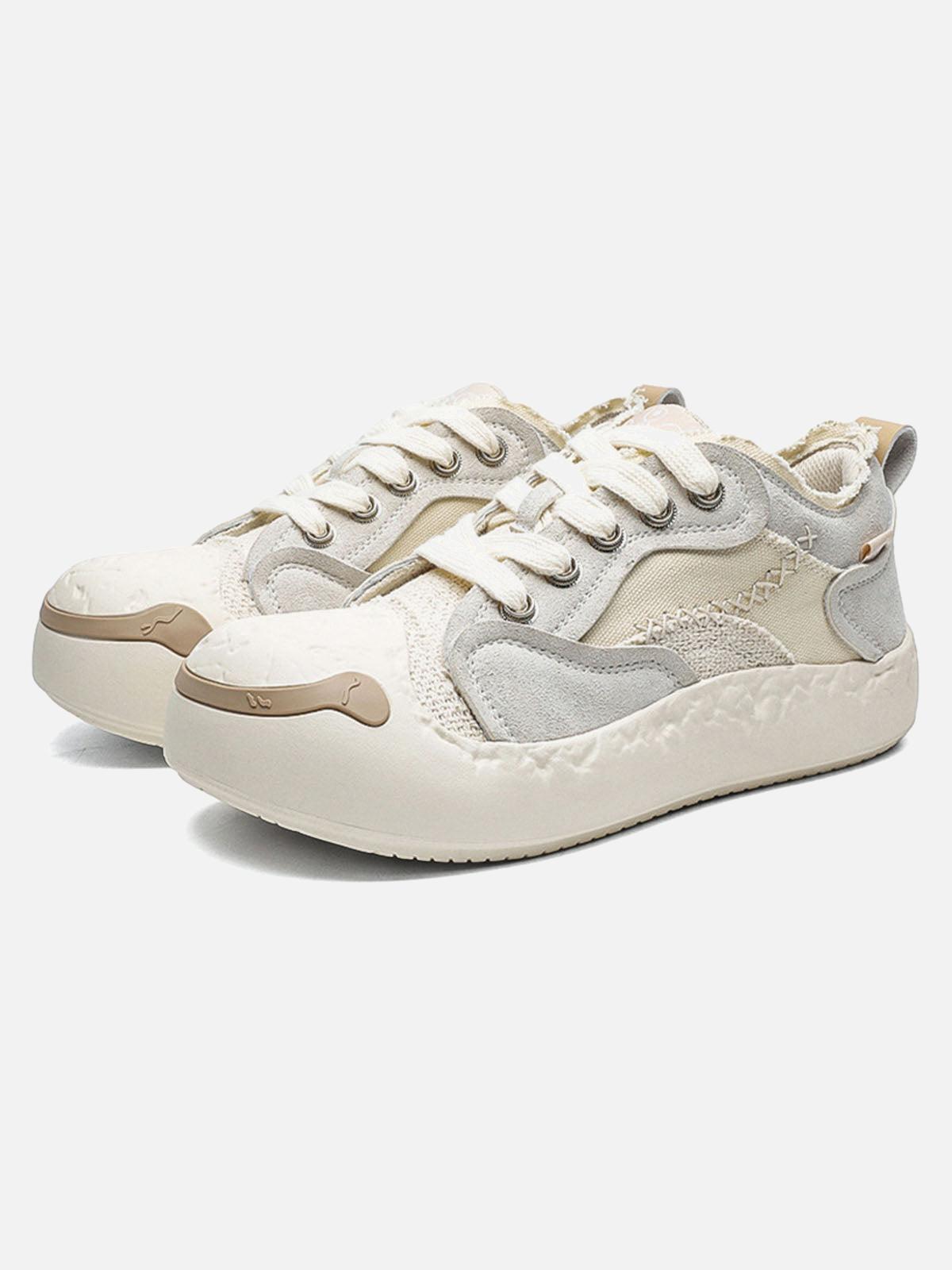 Concert Outfit Fun Big Toe Leather Spliced Sneakers