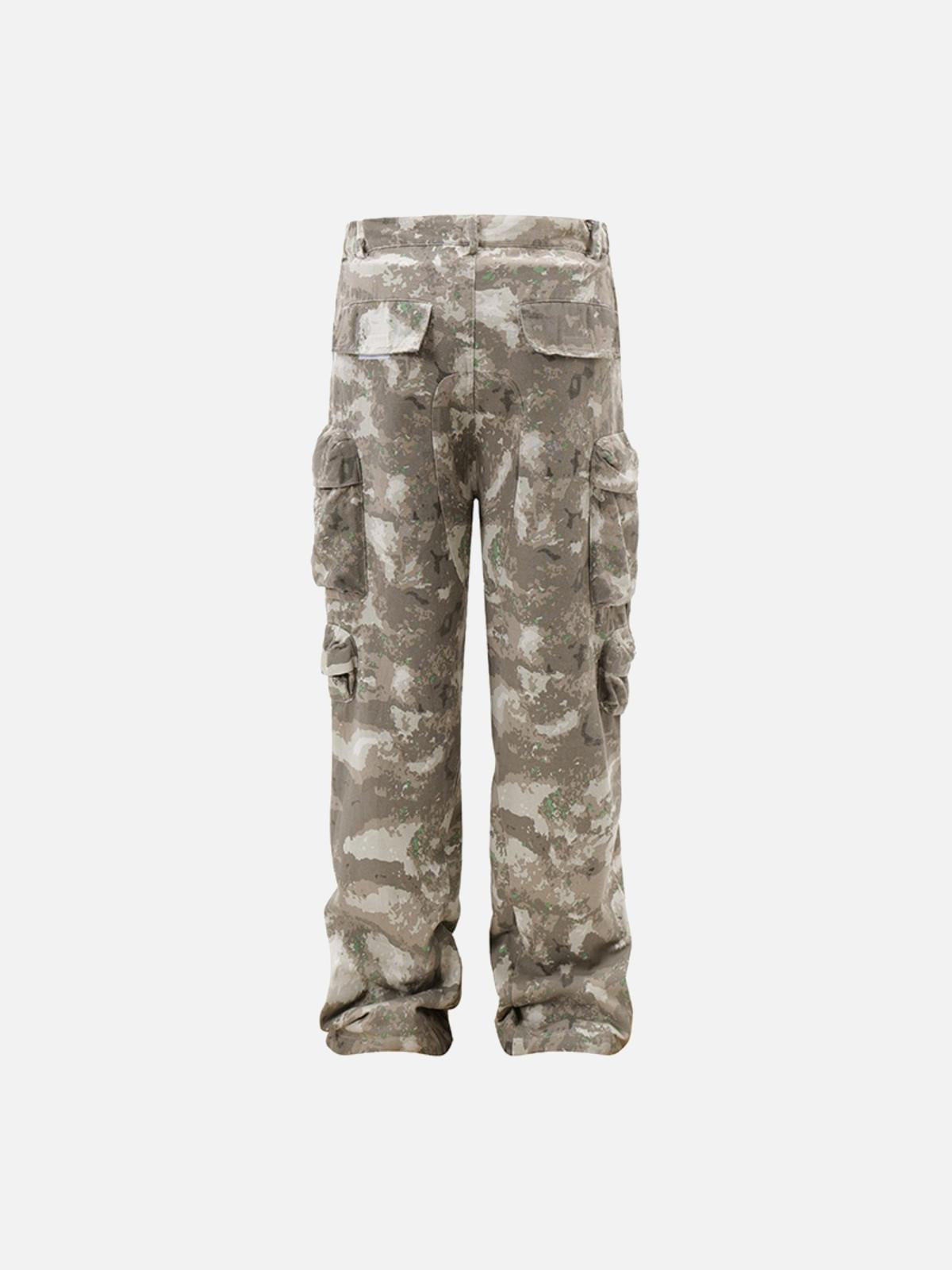 Concert Outfit Functional Camouflage Straight-Leg Cargo Pants