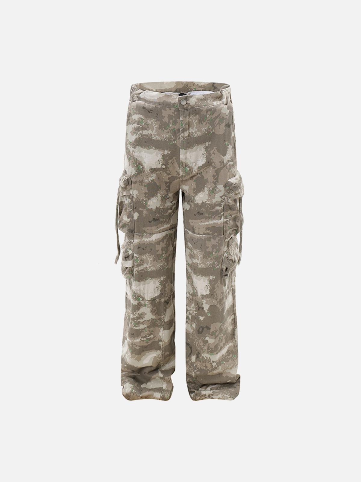 Concert Outfit Functional Camouflage Straight-Leg Cargo Pants