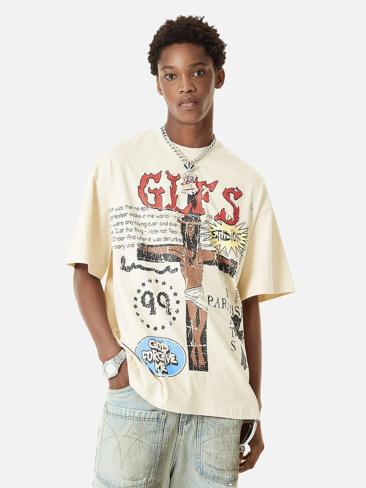 Concert Outfit Funny Jesus Graffiti Street Rap T-Shirt