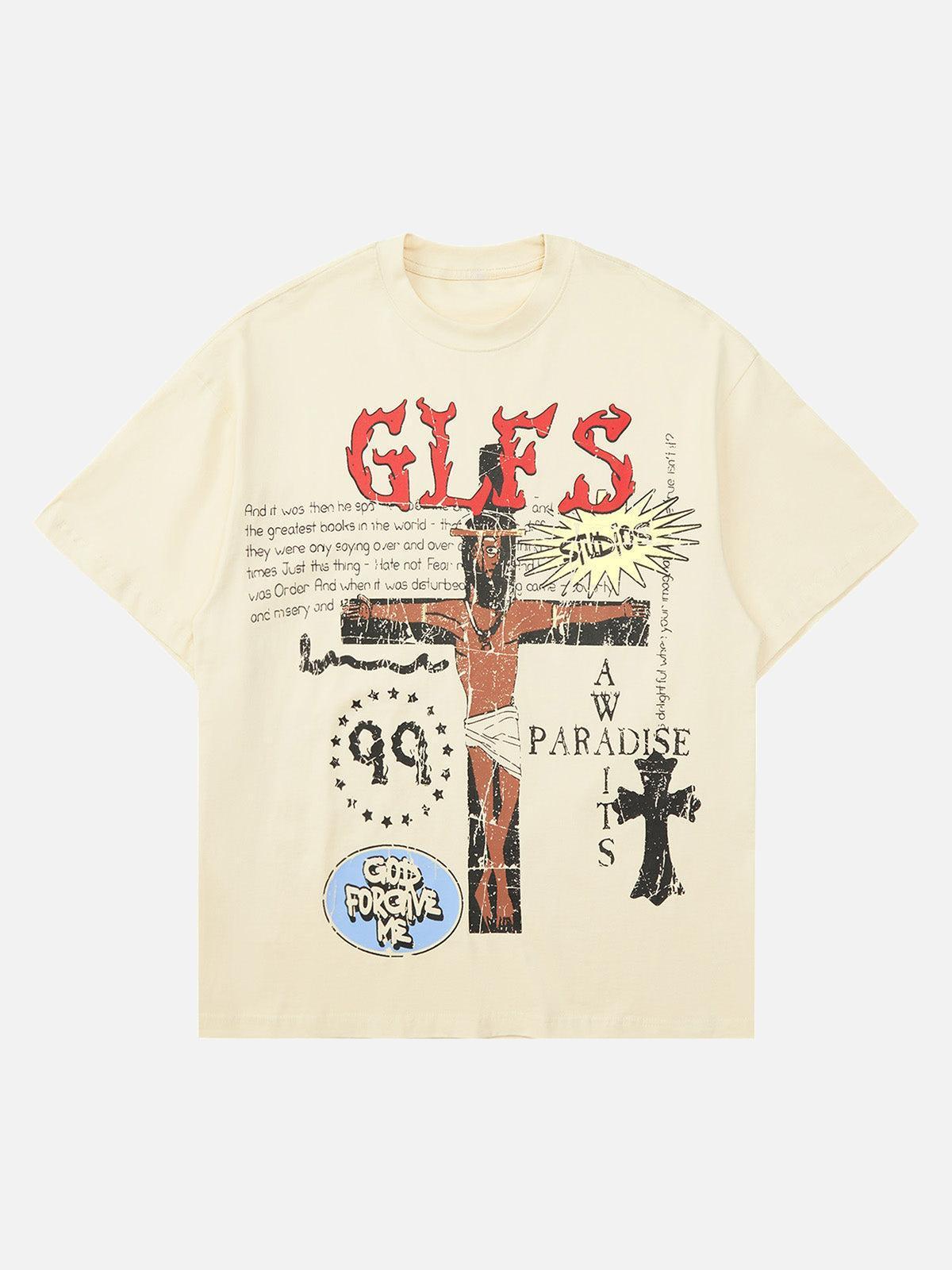 Concert Outfit Funny Jesus Graffiti Street Rap T-Shirt