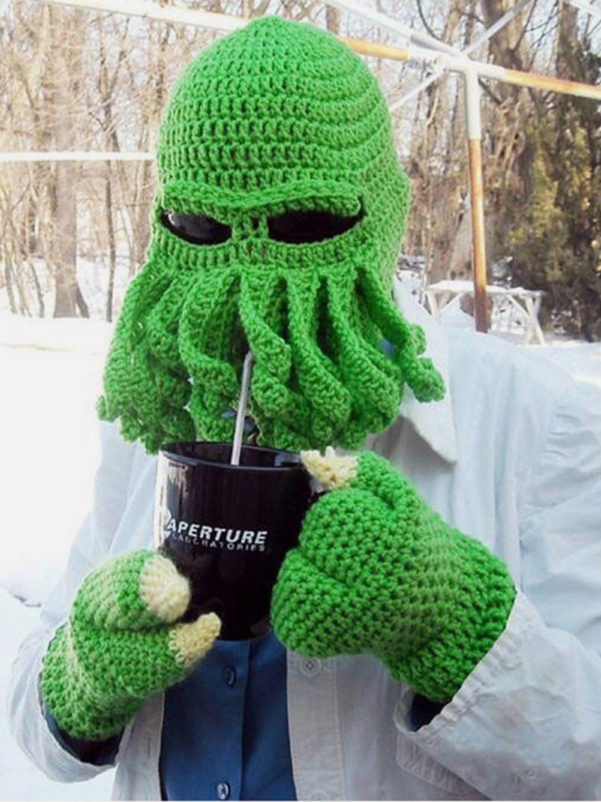 Concert Outfit Funny Knit Masked Octopus Hat