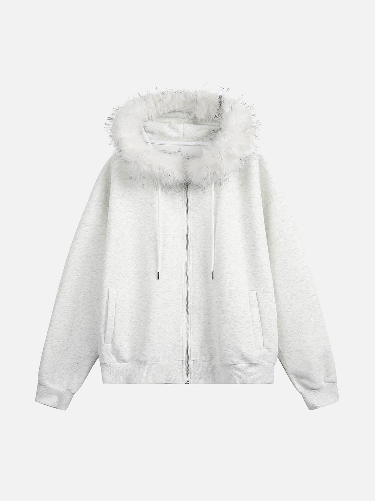 Concert Outfit Fur Collar Stitch Detail Cardigan