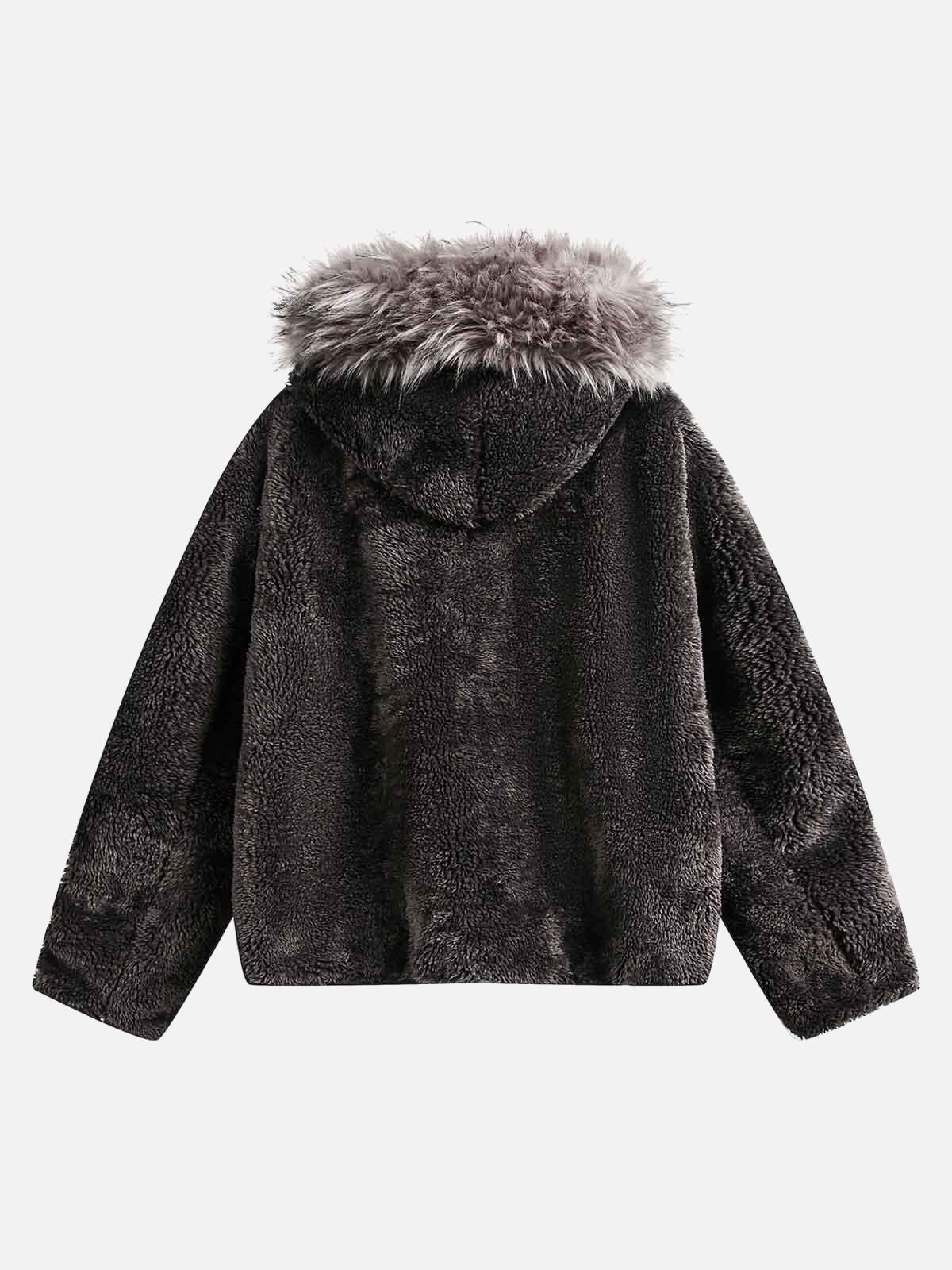 Concert Outfit Fur Hooded Quilted Sherpa Jacket