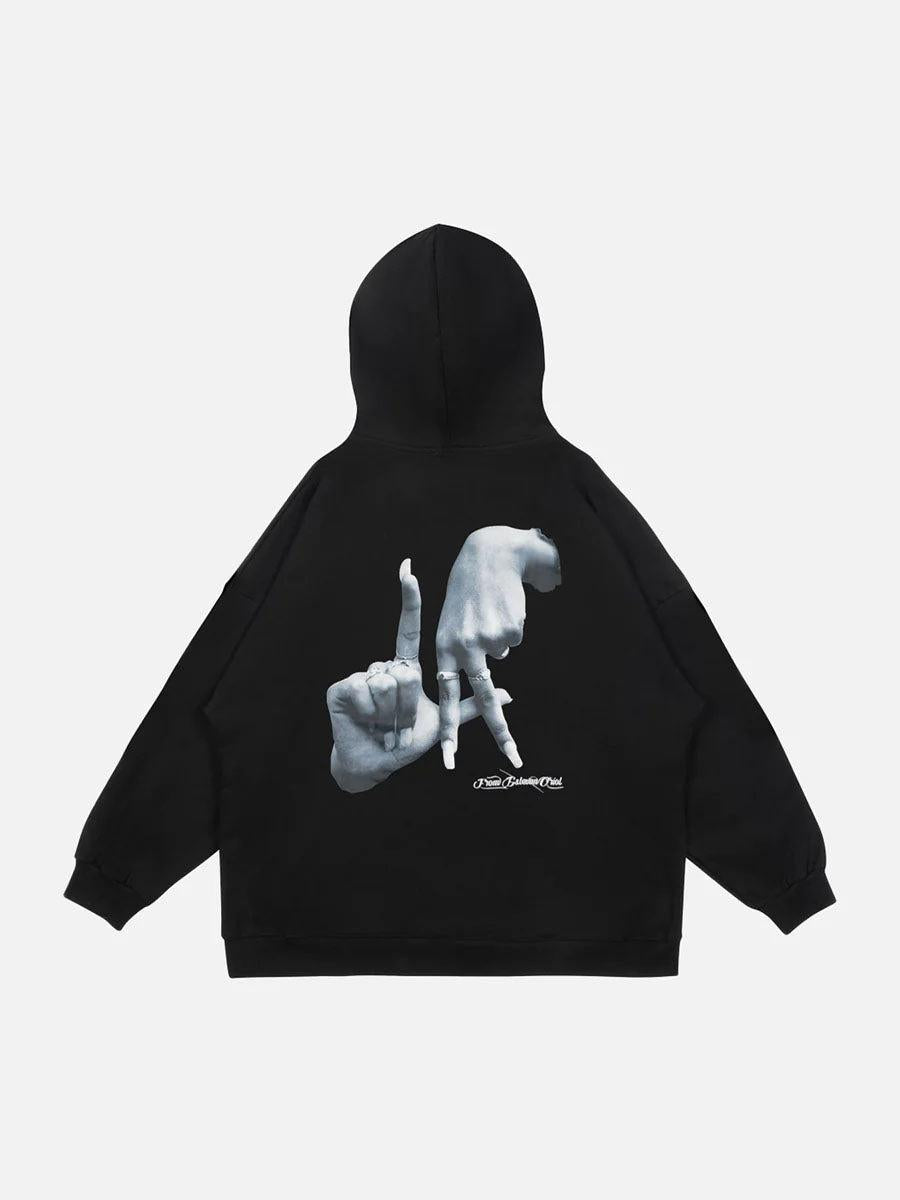 Concert Outfit Gesture Print Hoodie