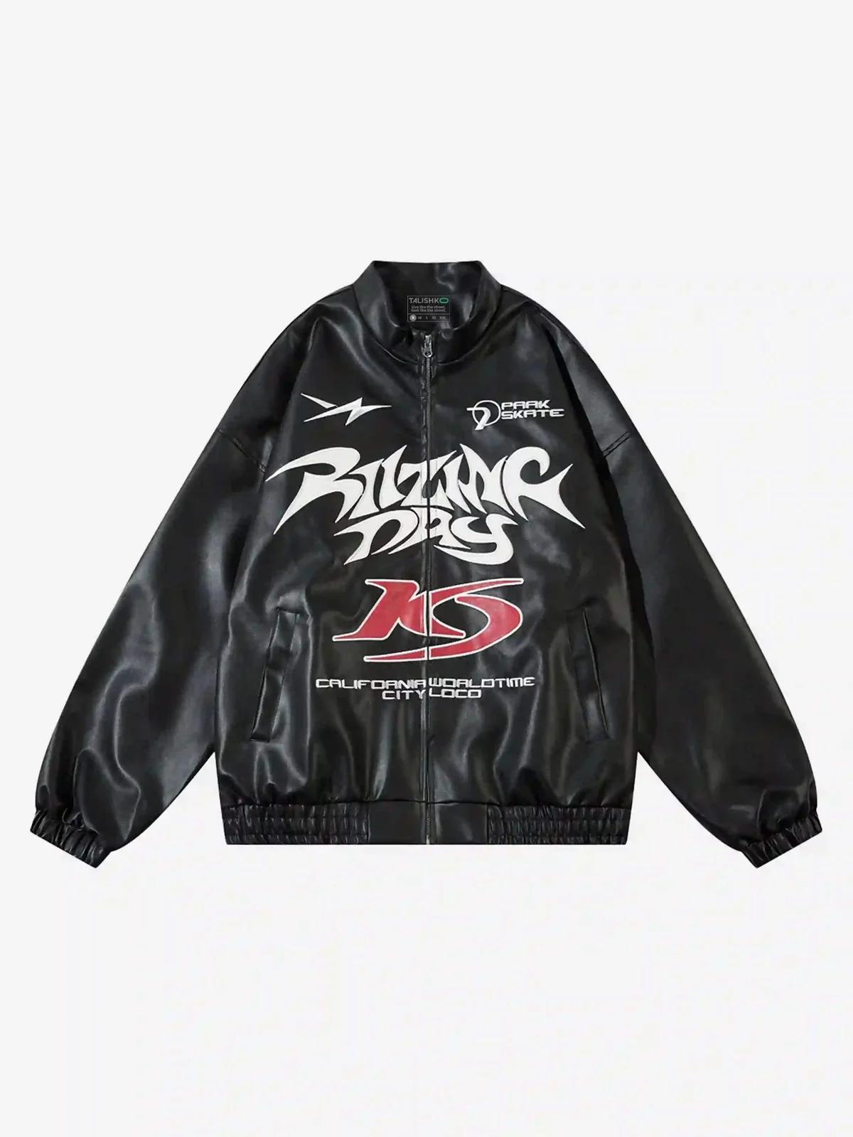 Concert Outfit Gothic Alphabet Patch Racing Collar Jacket