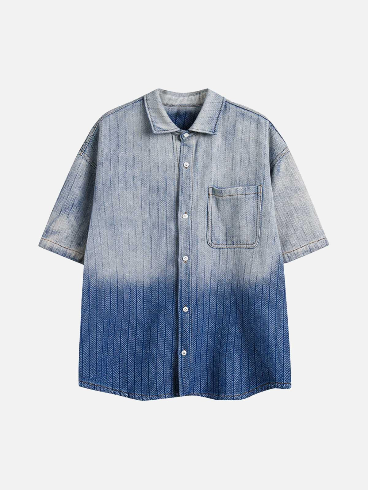 Concert Outfit Gradient Denim Short-Sleeve Shirt