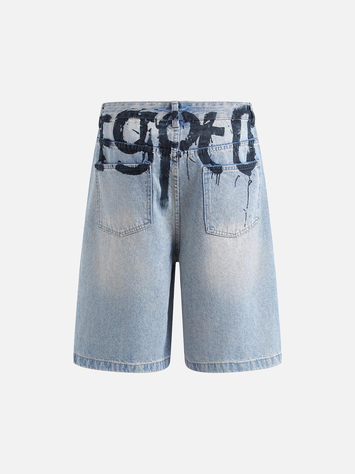 Concert Outfit Graffiti Letter Denim Shorts