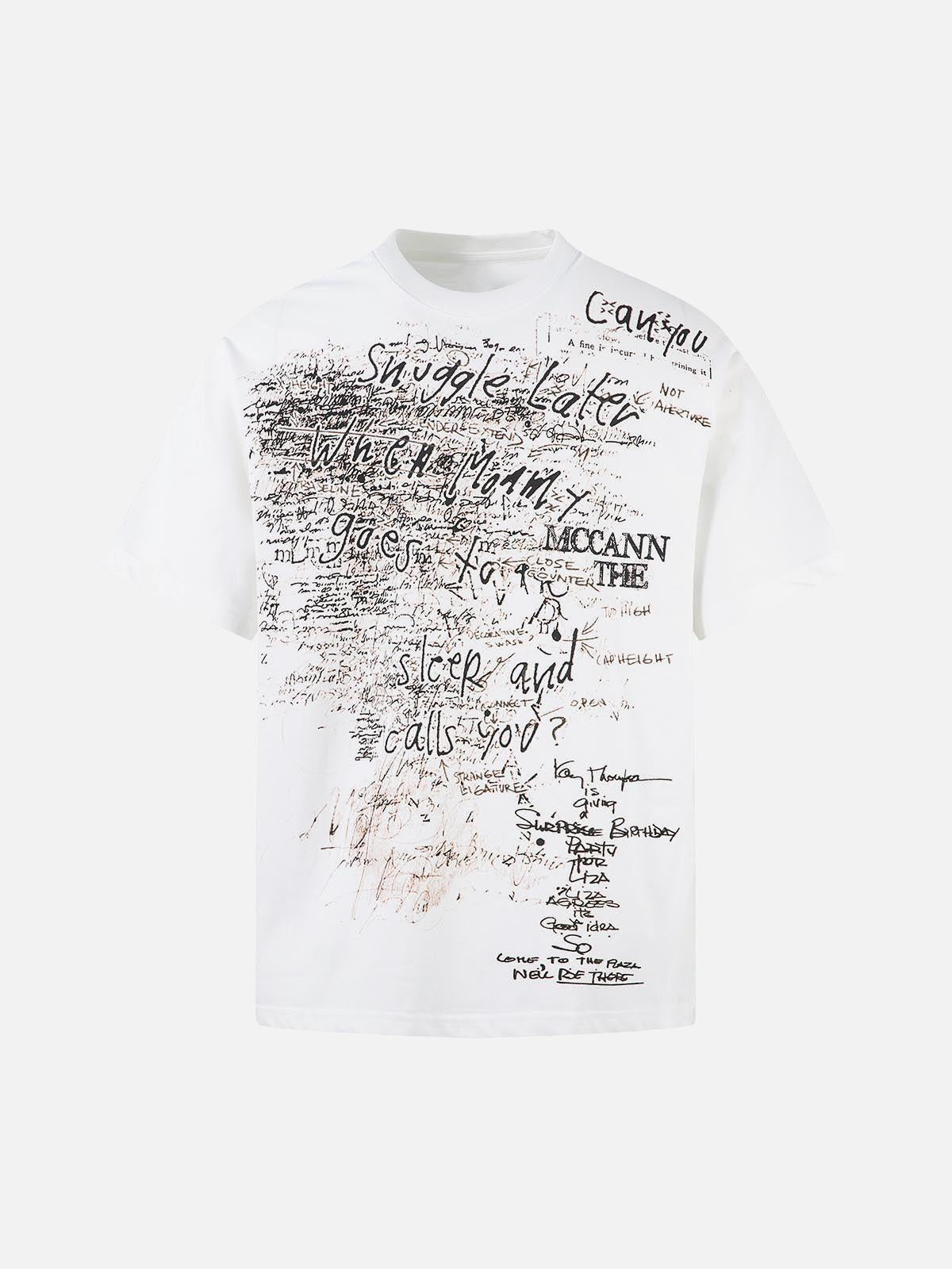 Concert Outfit Graffiti Letter Print Oversized T-Shirt