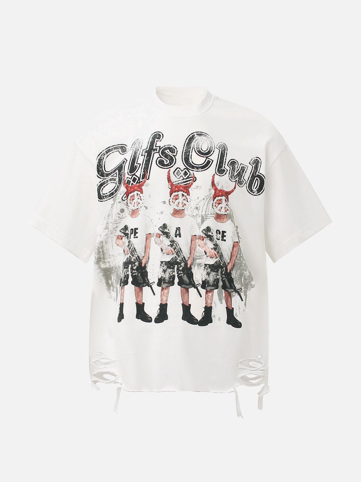 Concert Outfit Graffiti Letters Devil Design Graphic T-Shirt