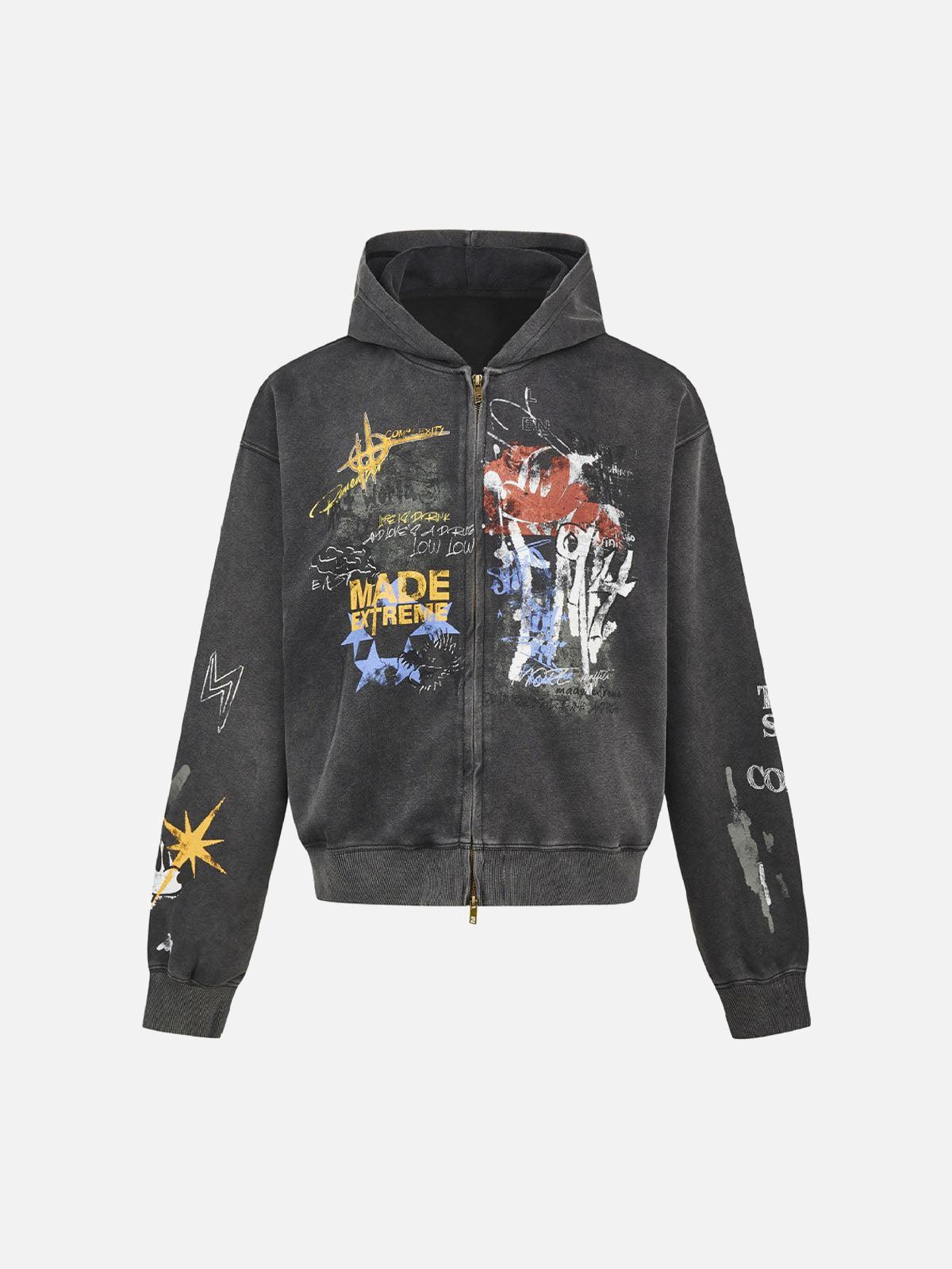 Concert Outfit Graffiti Print Streetstyle Cardigan