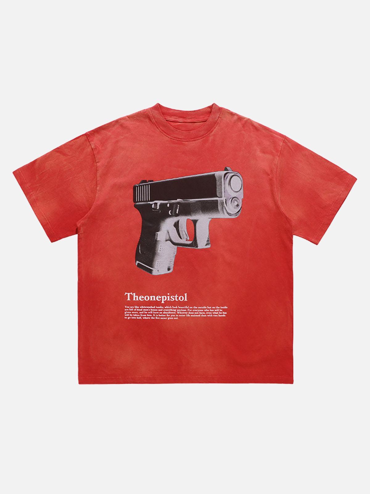 Concert Outfit Graphic Gun Print T-Shirt - Bold Statement for Urban Style