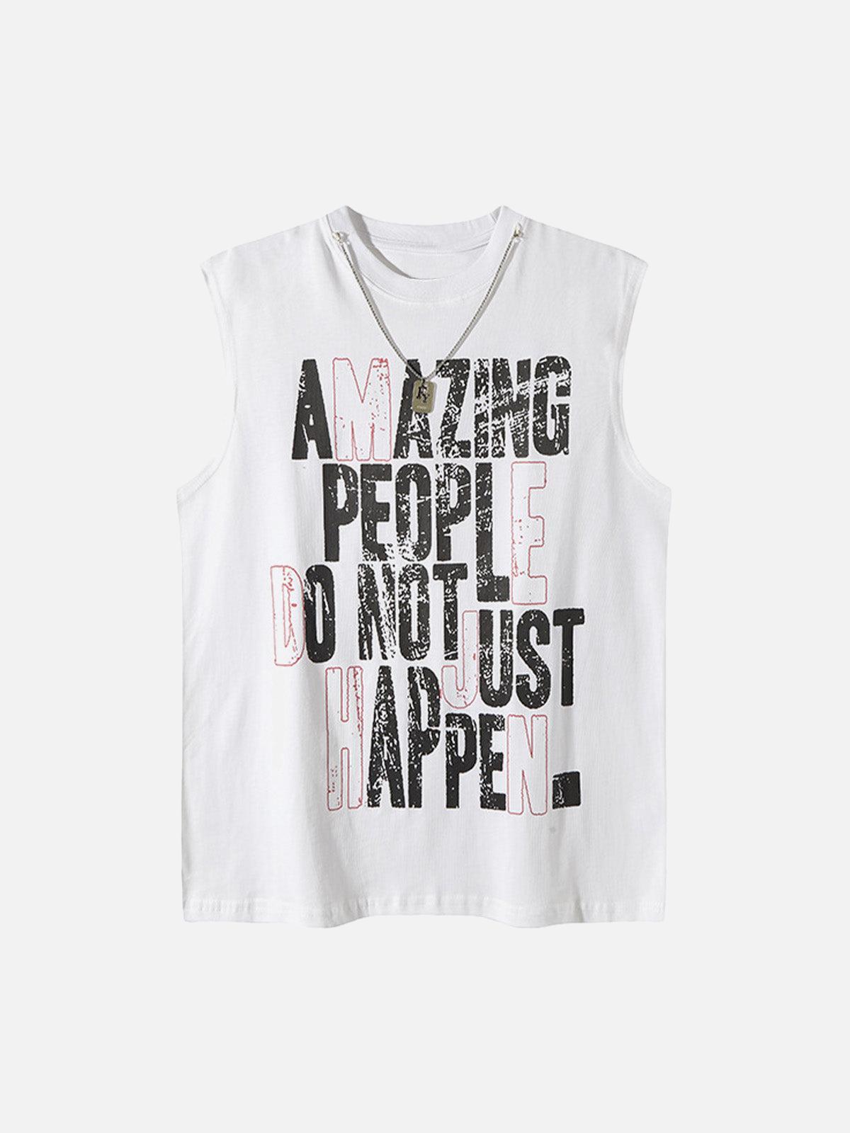 Concert Outfit Graphic Lettering Chain Vest