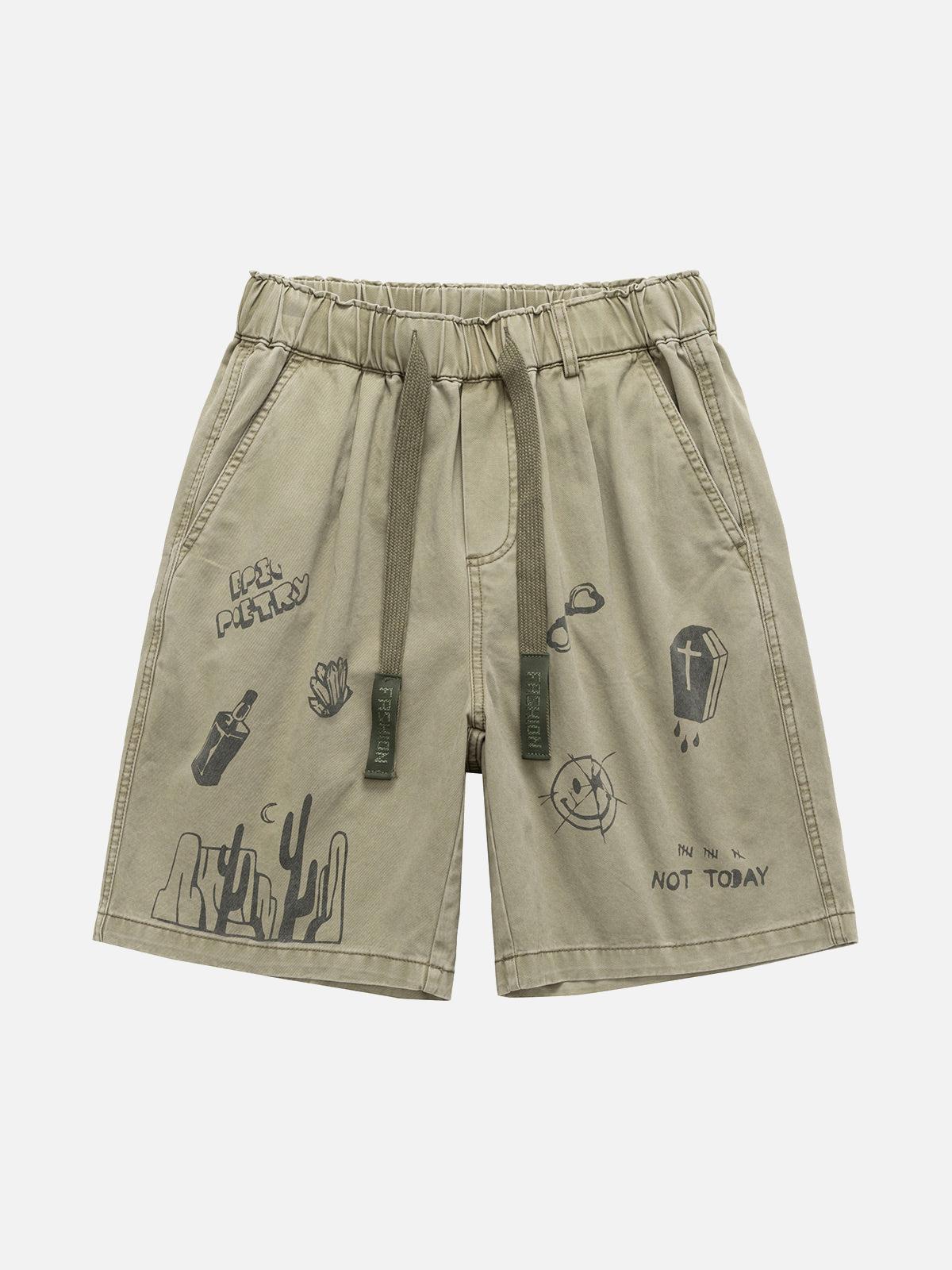 Concert Outfit Graphic Print Drawstring Shorts