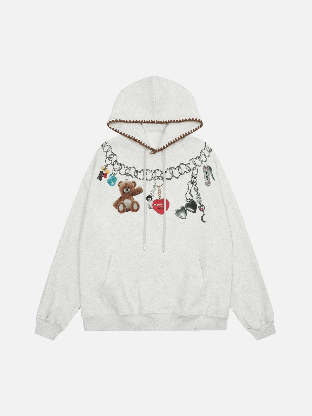 Concert Outfit Grunge Bear Graphic Washed Hoodie