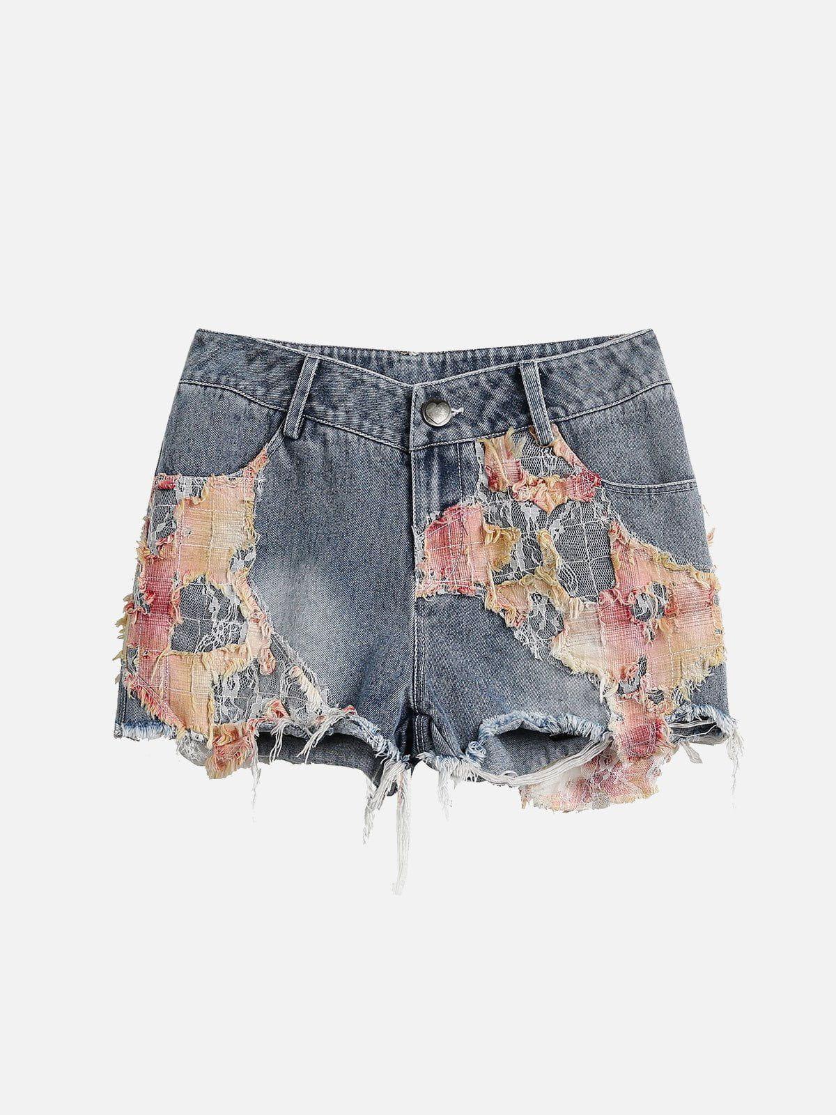 Concert Outfit Heavy Craftsmanship Lace Crop Jorts