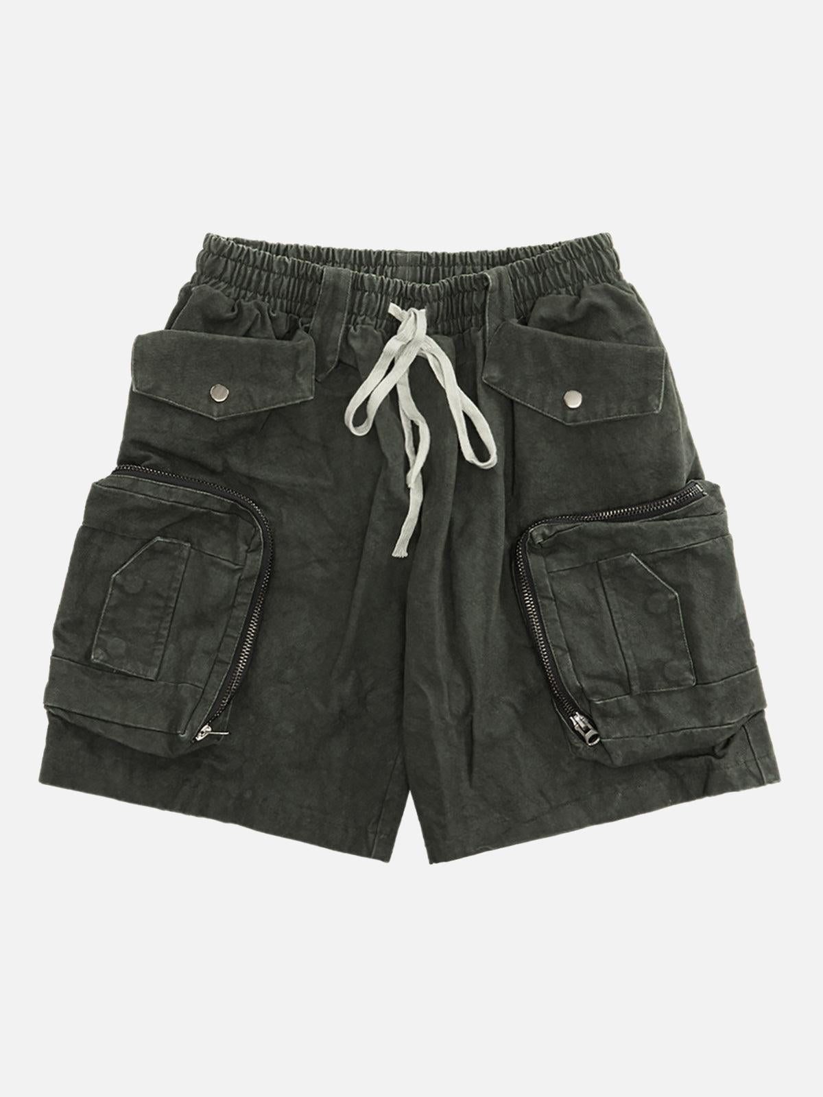 Concert Outfit Heavy Tie Dye Multi Pockets Washed Shorts