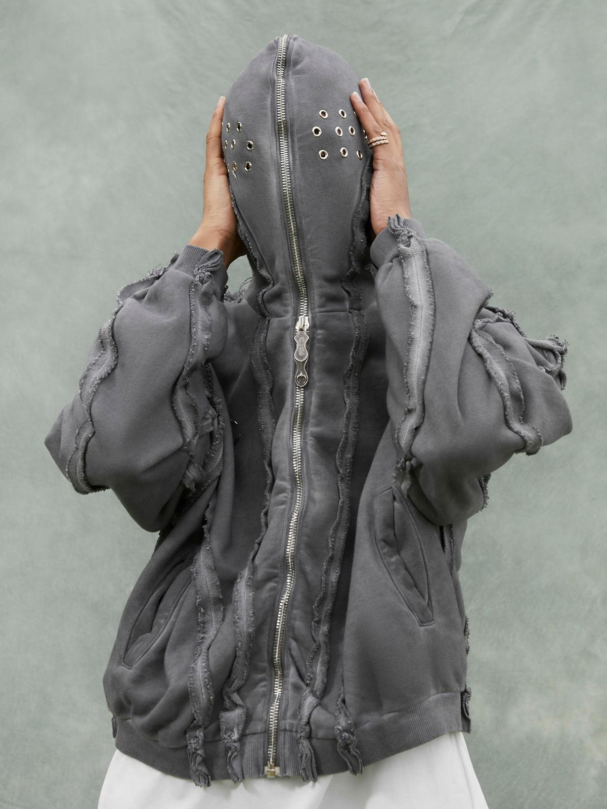 Concert Outfit Heavy Washed Distressed Full Zip Hoodie