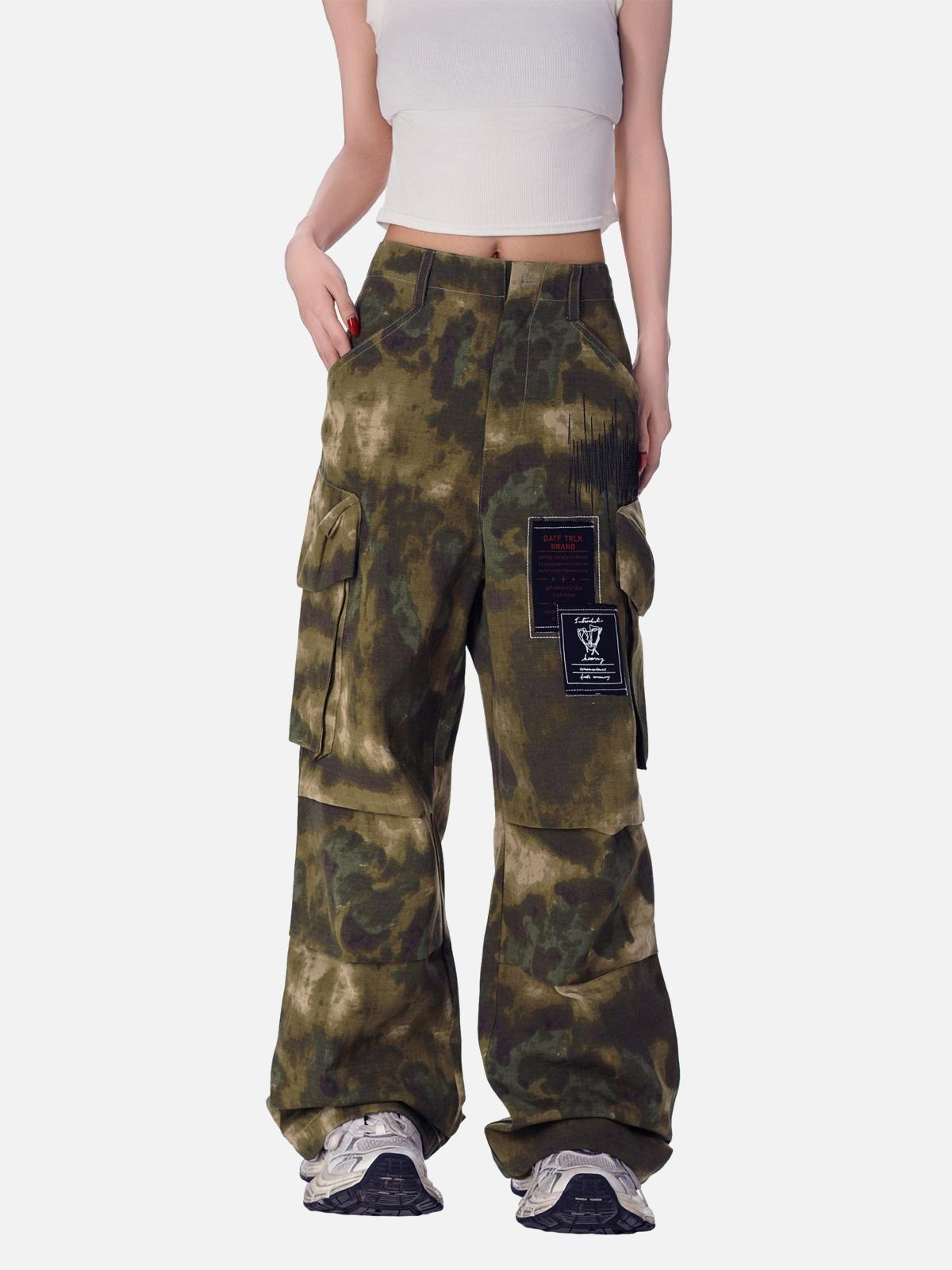 Concert Outfit High Street Badge Camouflage Multi-Pocket Pants