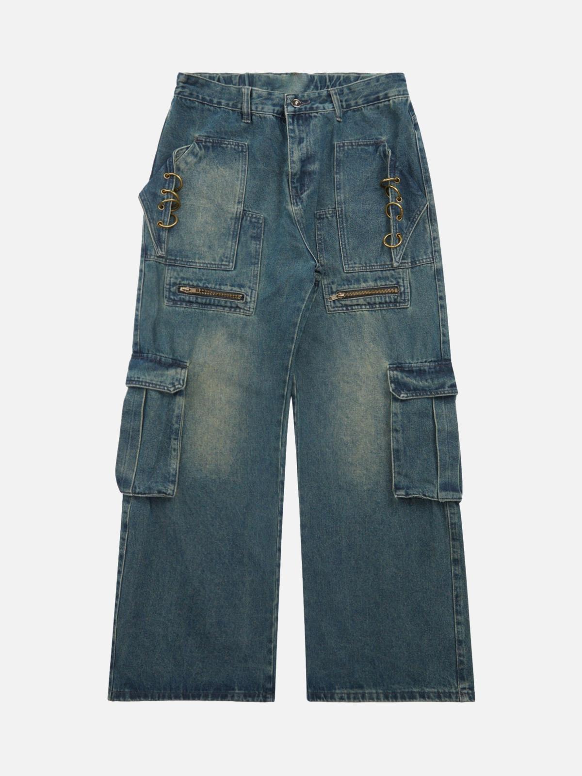 Concert Outfit High Street Heavy Duty Design Multi-Pocket Jeans