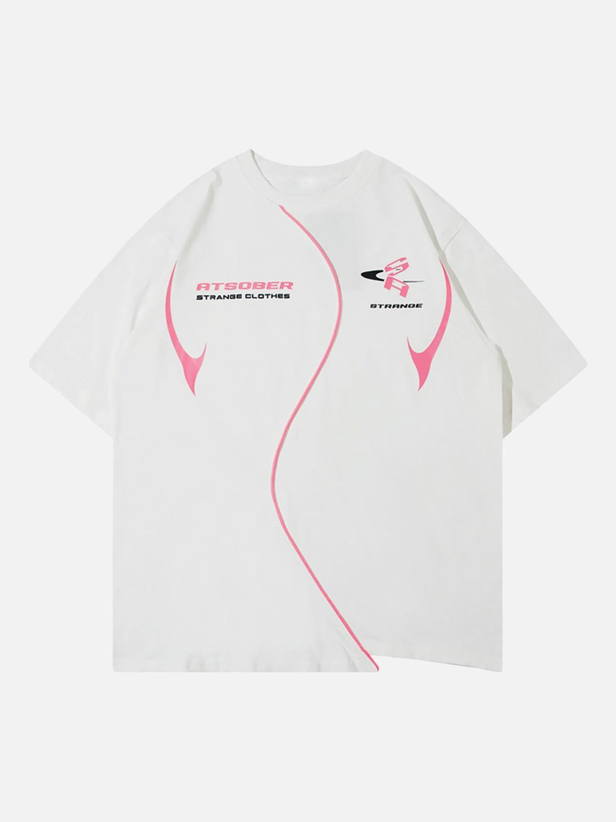 Concert Outfit High Street Motorcycle Print Asymmetric T-Shirt