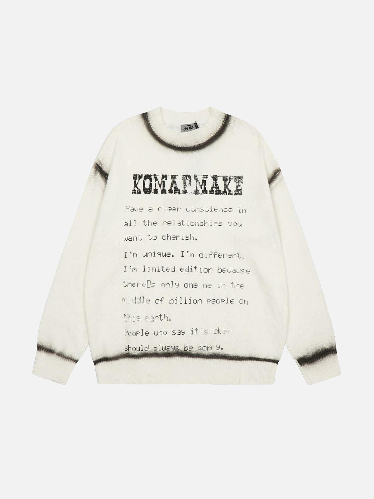 Concert Outfit High Street Spray Paint Letter Print Sweater