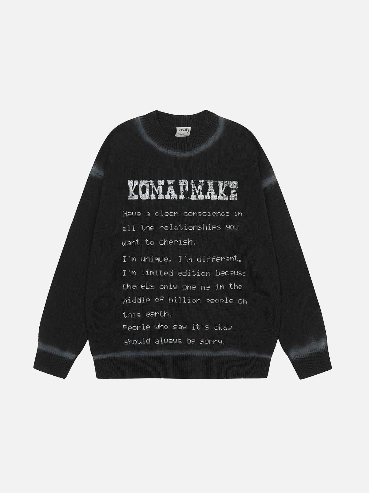 Concert Outfit High Street Spray Paint Letter Print Sweater