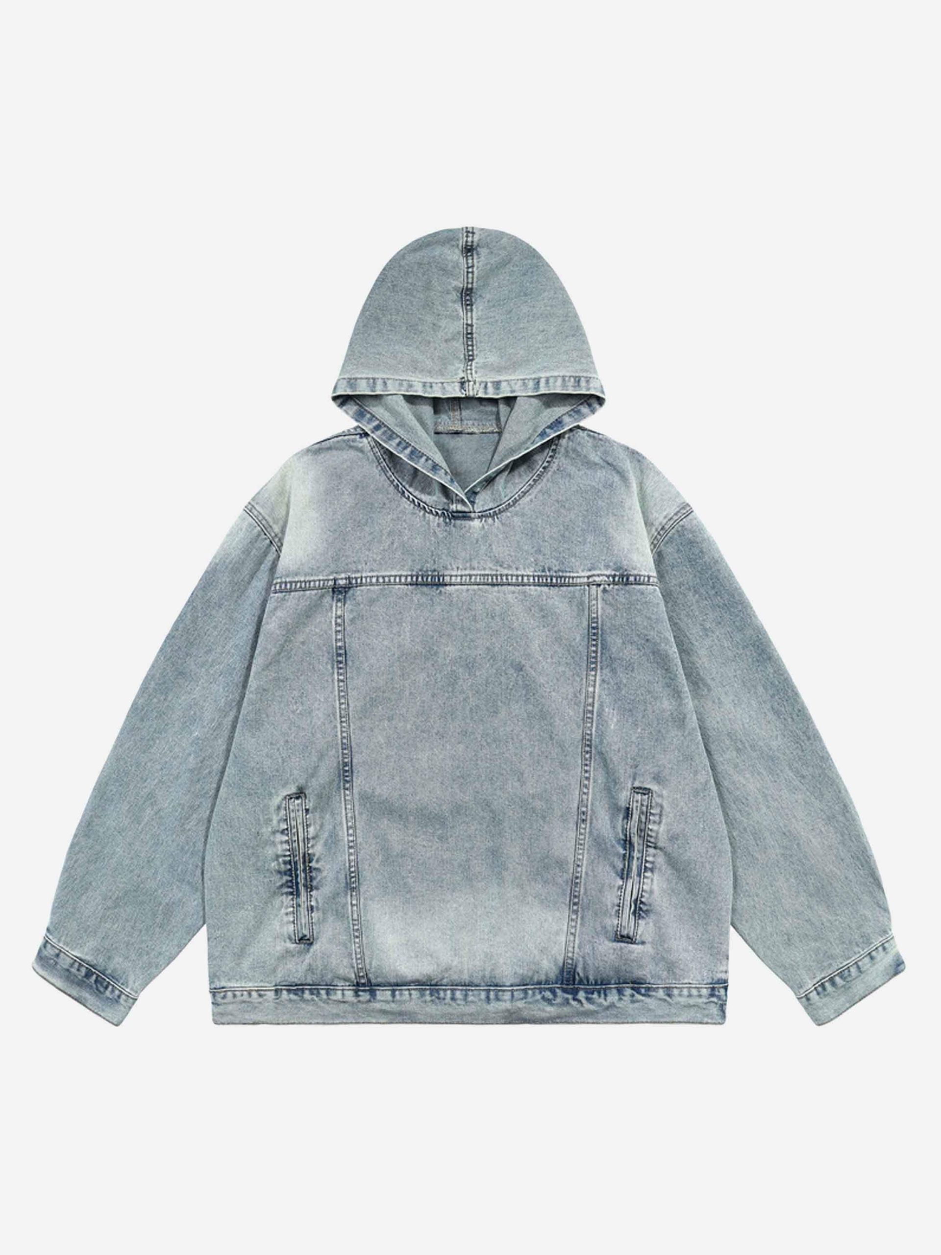 Concert Outfit High Street Washed And Worn Denim Hoodie
