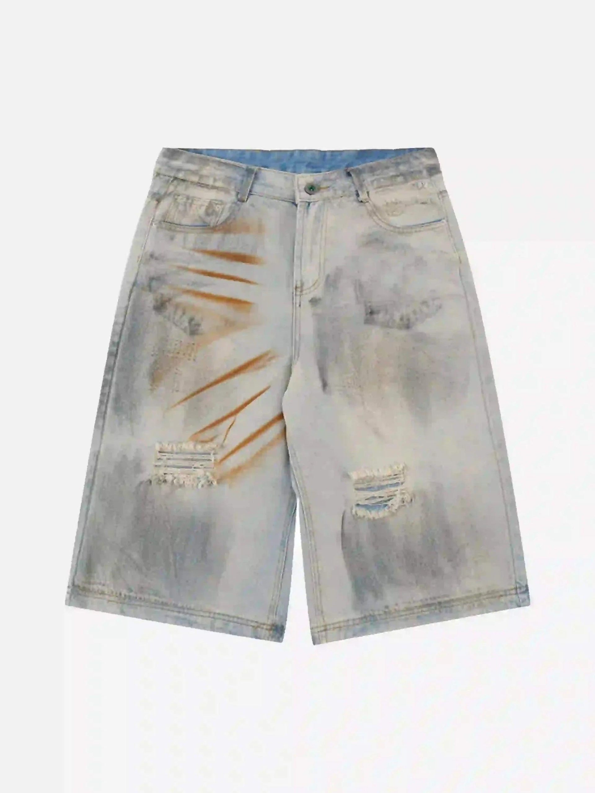 Concert Outfit High Street Yellow Mud Dyed Denim Shorts
