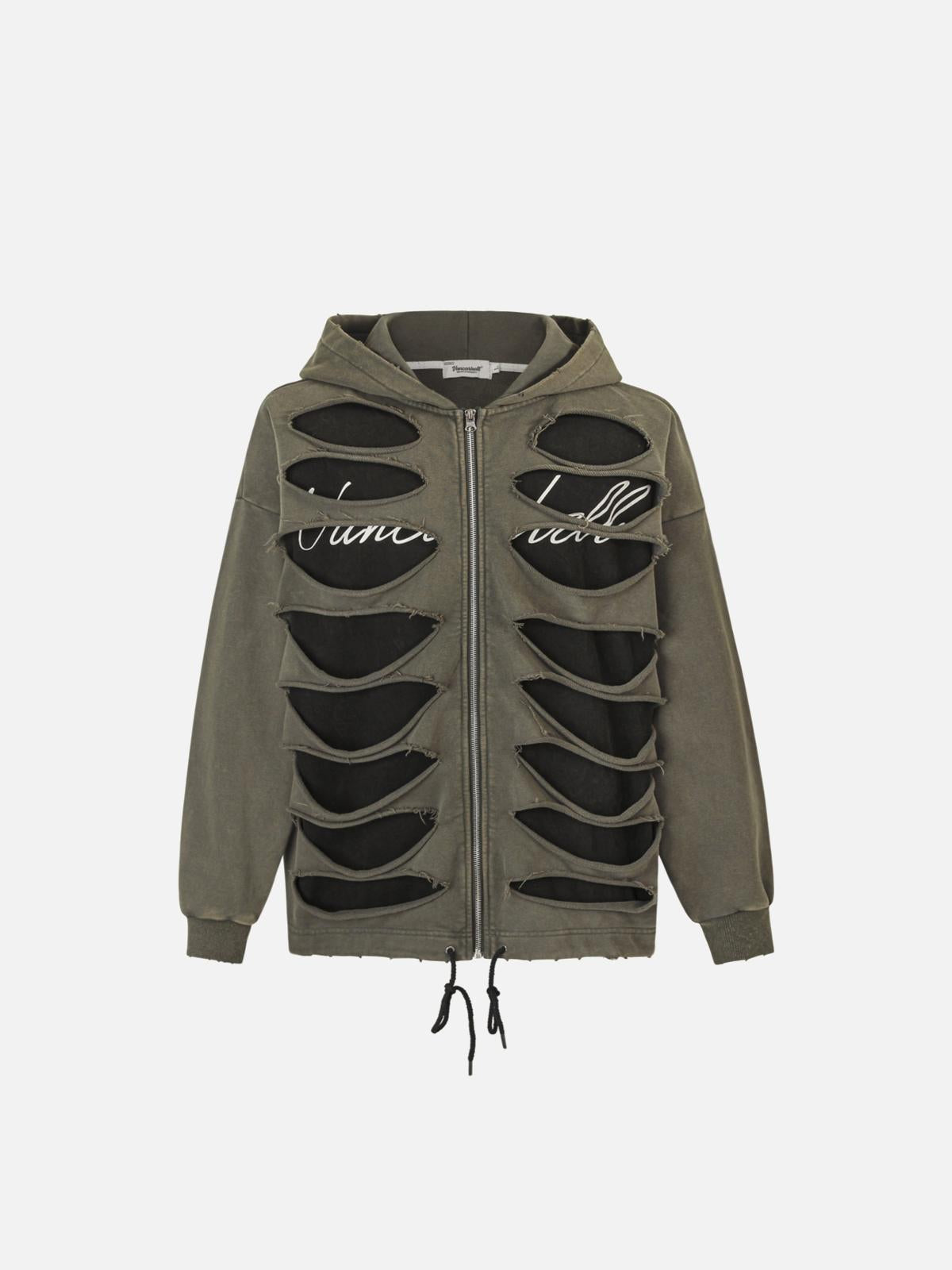 Concert Outfit Hollow Hole Zipper Hoodie