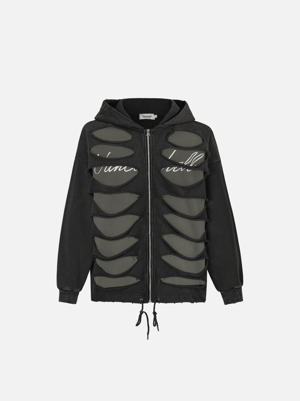Concert Outfit Hollow Hole Zipper Hoodie