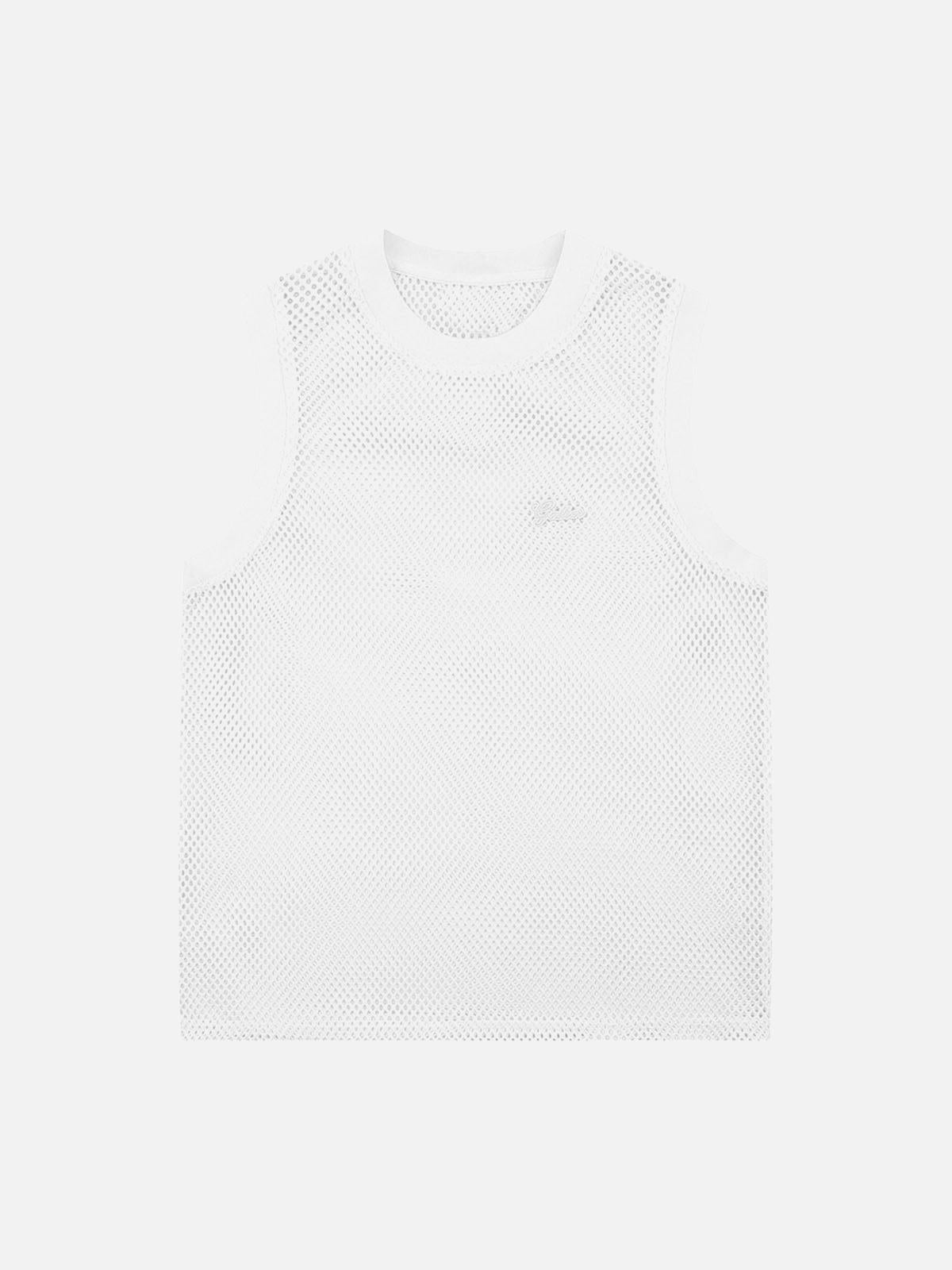 Concert Outfit Hollow Sports Mesh Embroidered Letters Vest