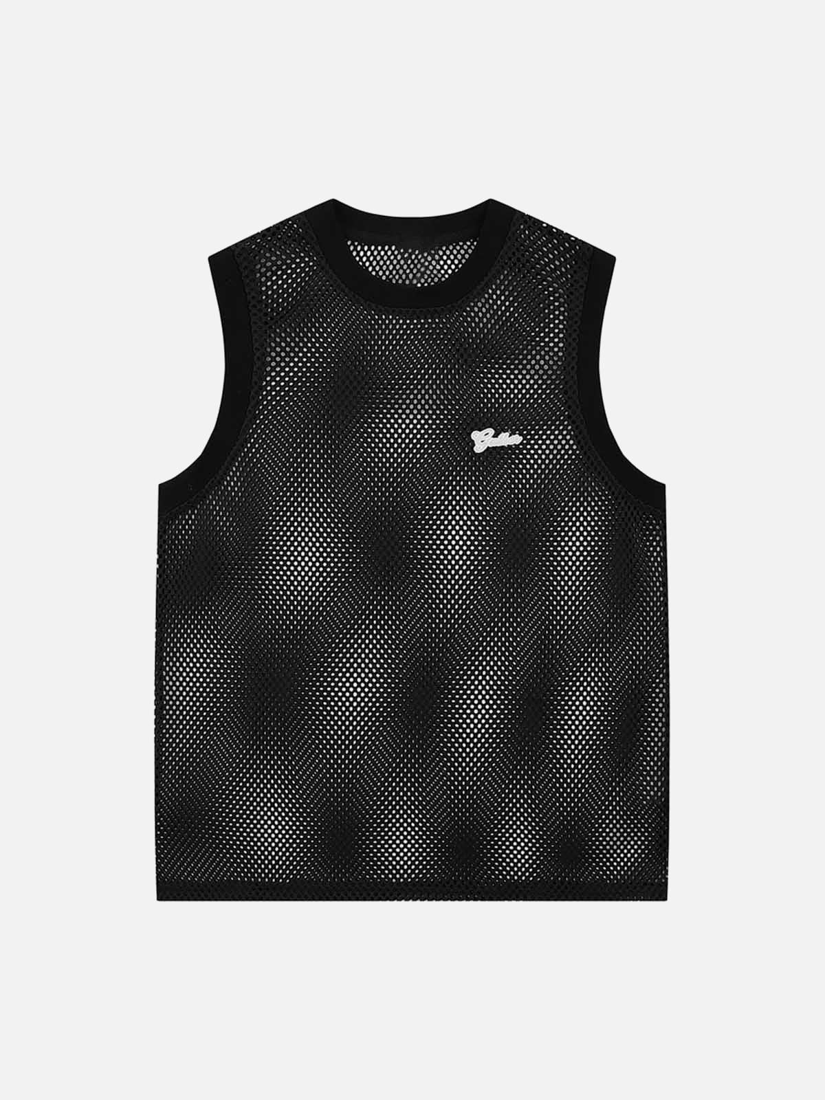 Concert Outfit Hollow Sports Mesh Embroidered Letters Vest