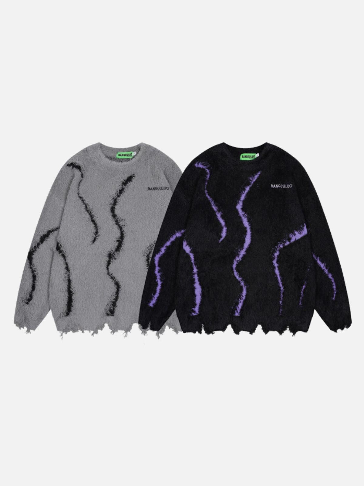 Concert Outfit Irregular Patchwork Distressed Sweater Concert Outfit Irregular Patchwork Distressed Sweater