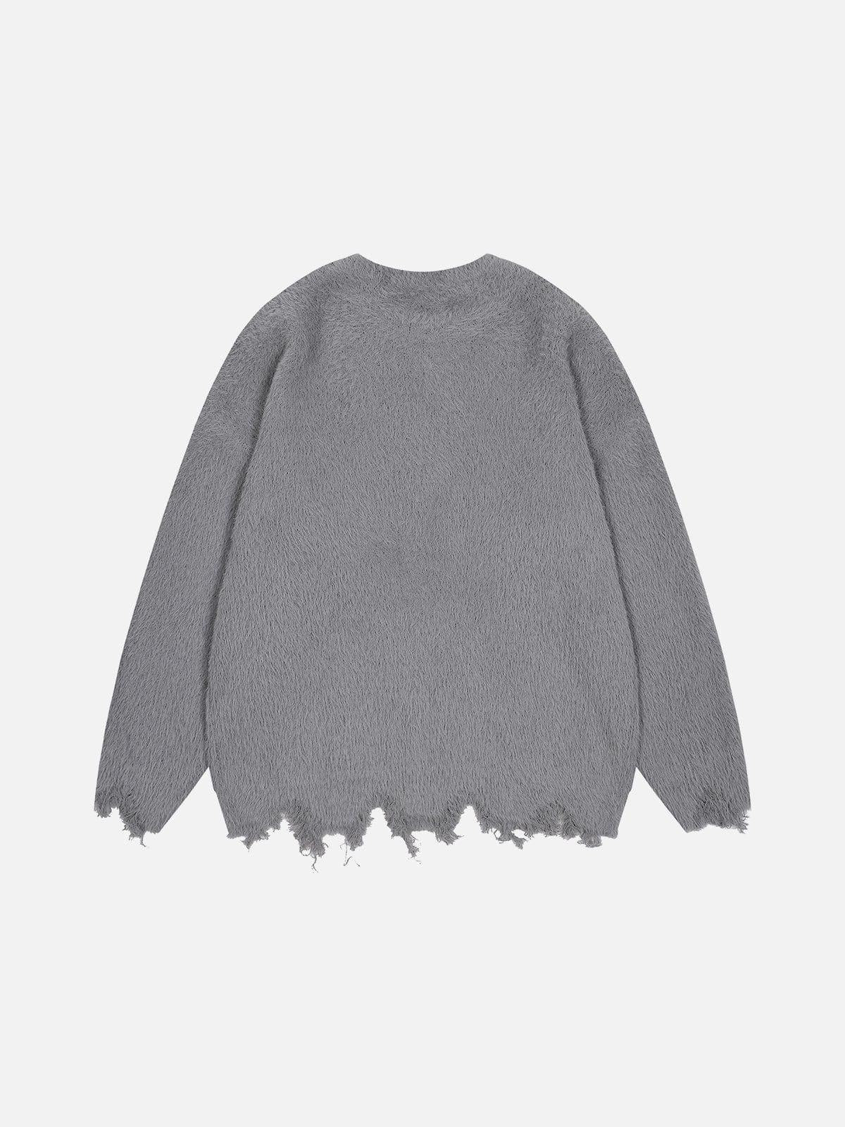 Concert Outfit Irregular Patchwork Distressed Sweater Concert Outfit Irregular Patchwork Distressed Sweater