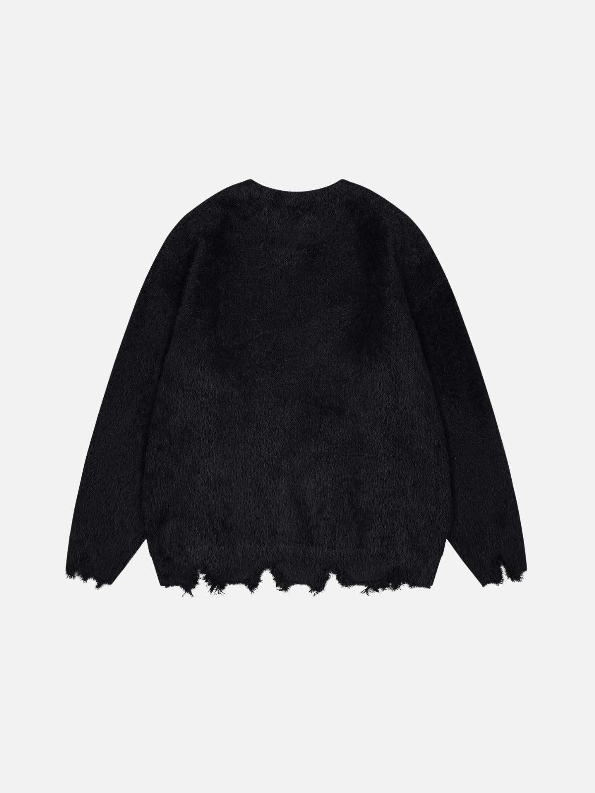 Concert Outfit Irregular Patchwork Distressed Sweater Concert Outfit Irregular Patchwork Distressed Sweater