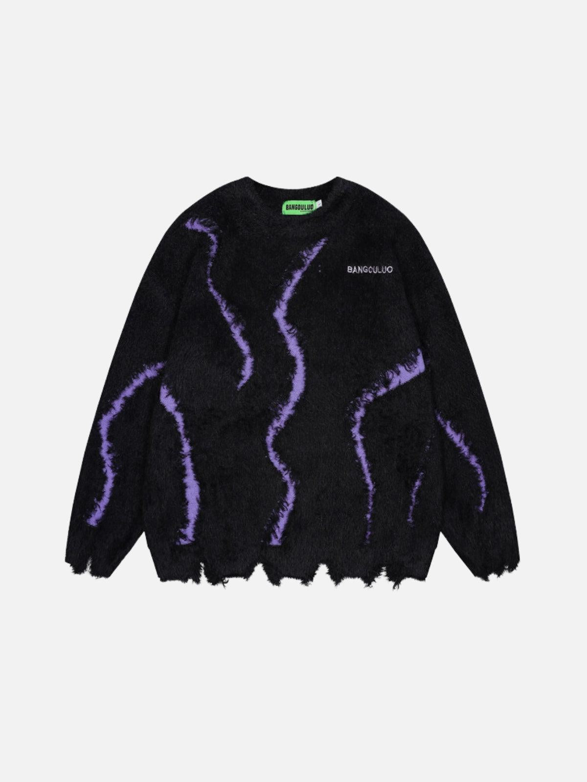 Concert Outfit Irregular Patchwork Distressed Sweater