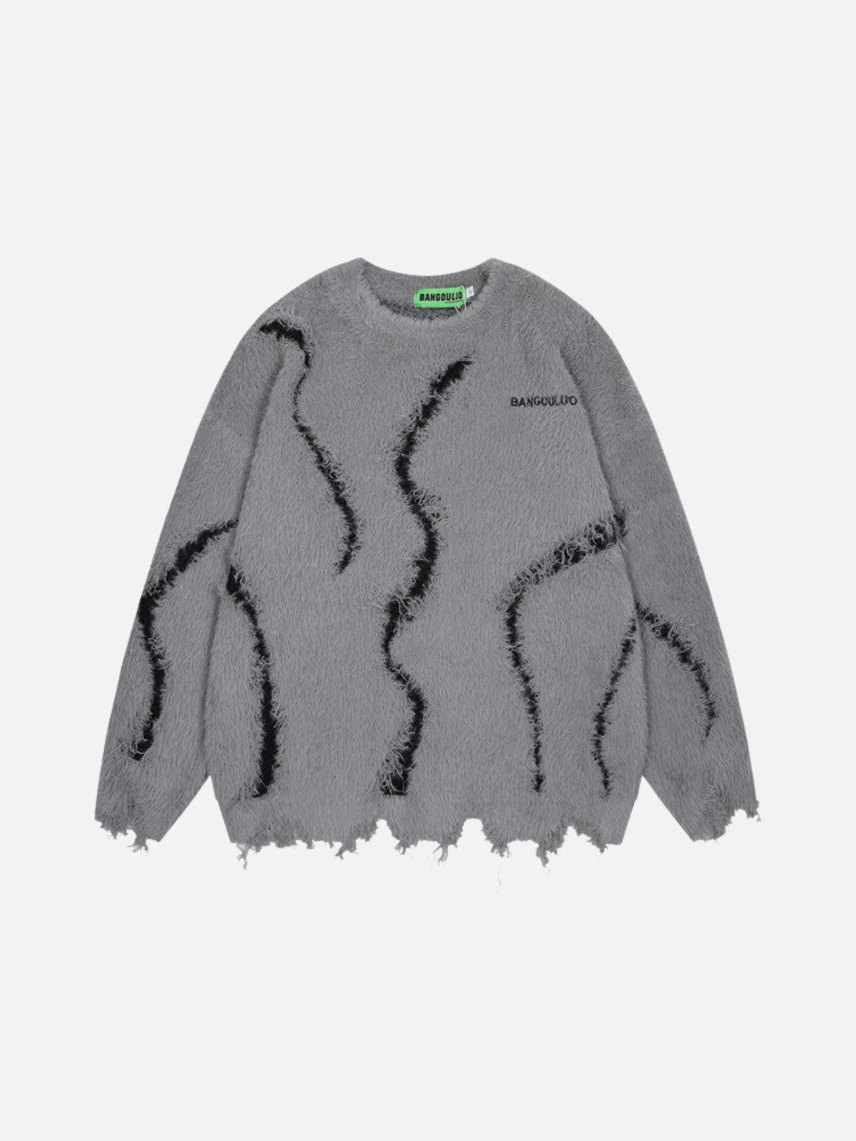 Concert Outfit Irregular Patchwork Distressed Sweater