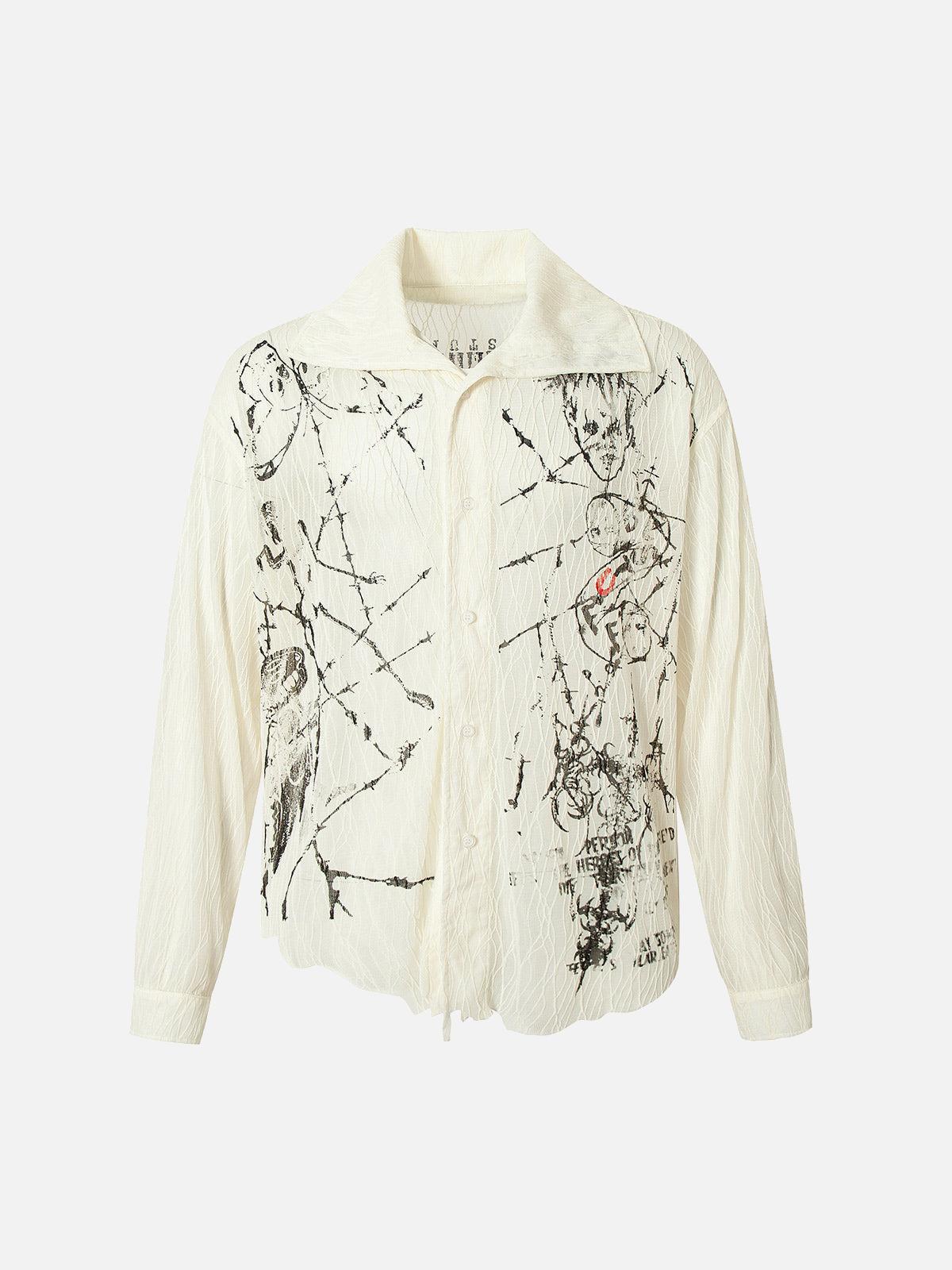 Concert Outfit Irregular Pleated Print Shirt